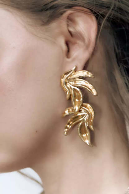 Carnation Gold Leaves Earrings