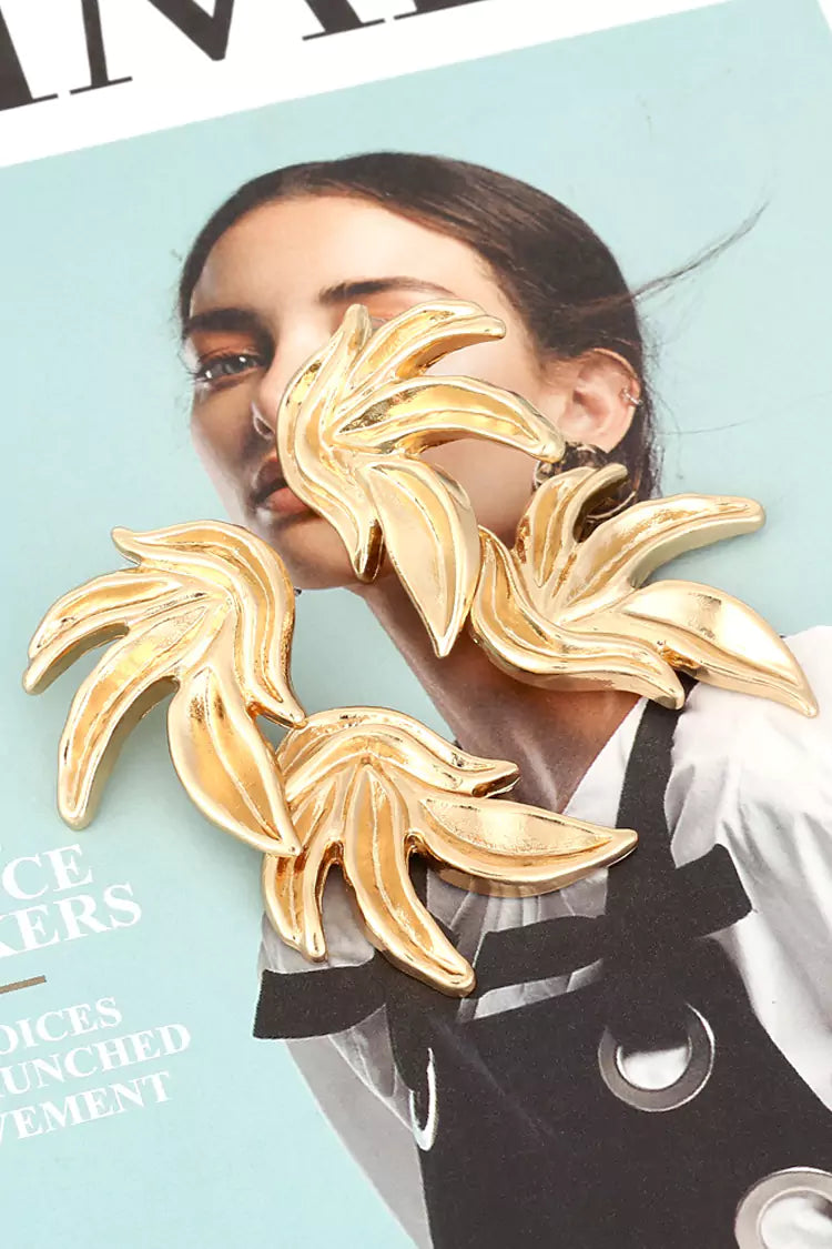 Carnation Gold Leaves Earrings