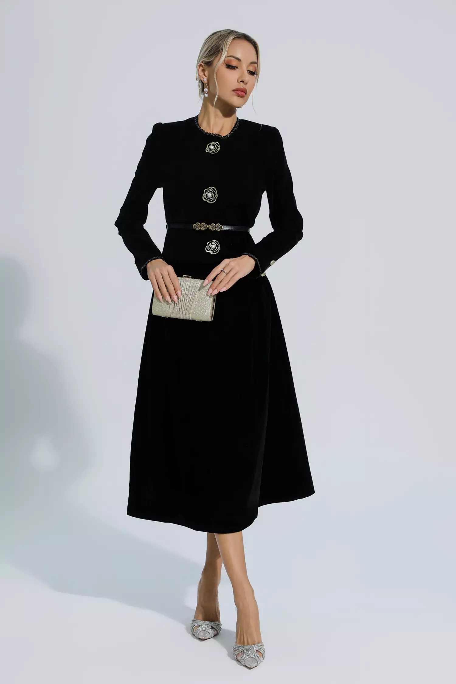 Steinbeck Black Woolen Floral Blazer Set