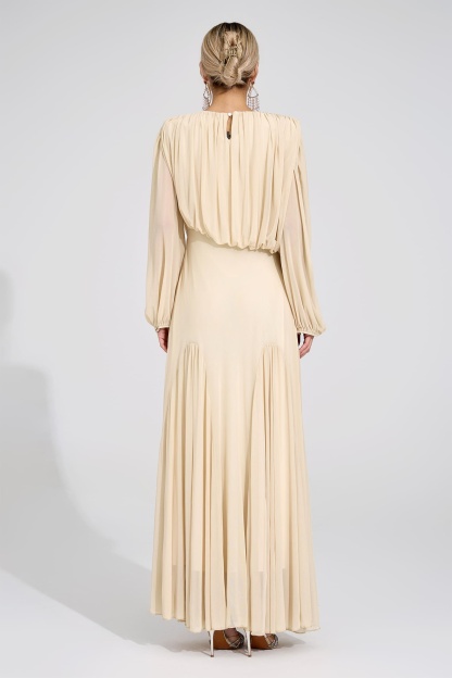 Maj Yellow Pleated Maxi Dress