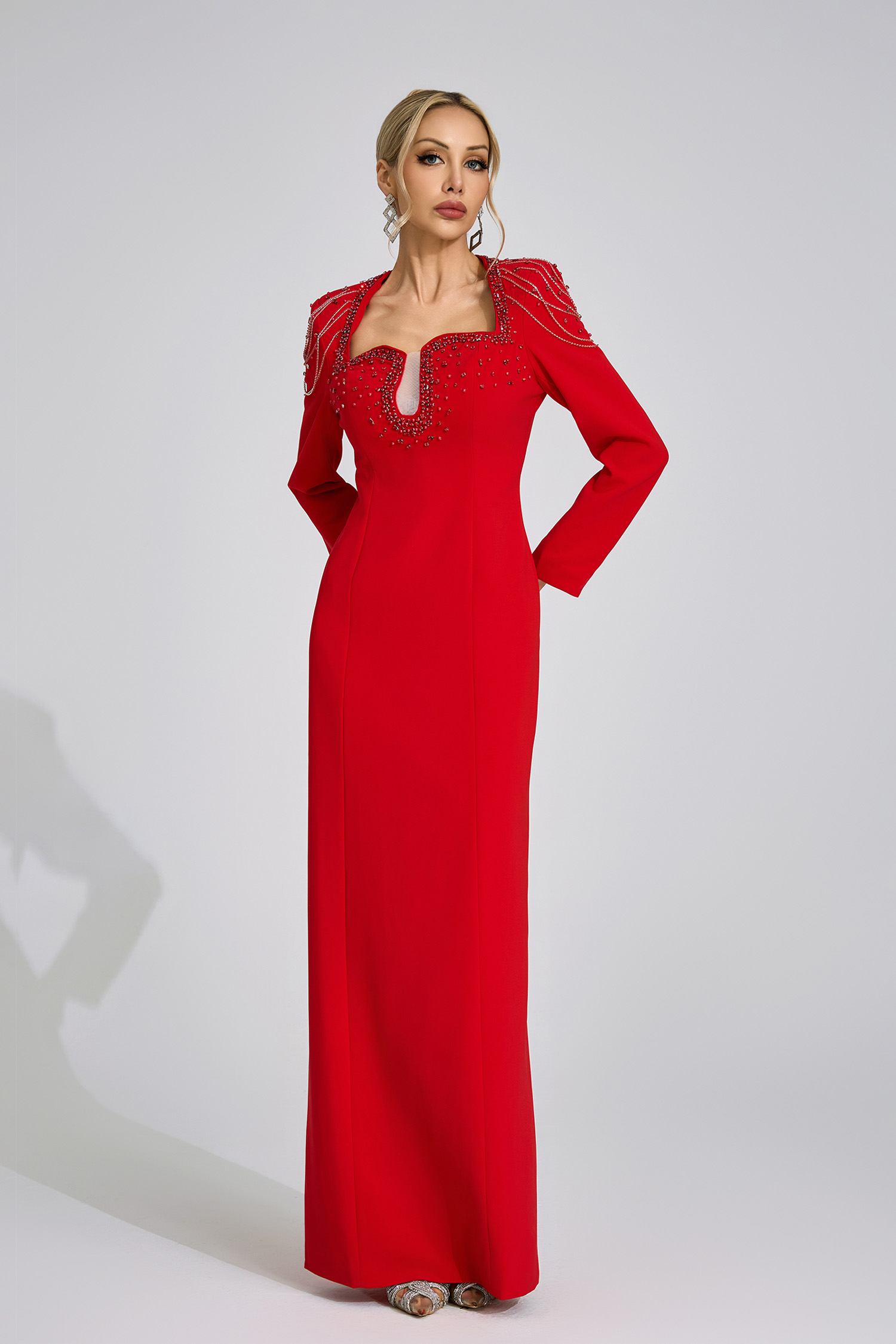 Glow Red Diamond Maxi Dress