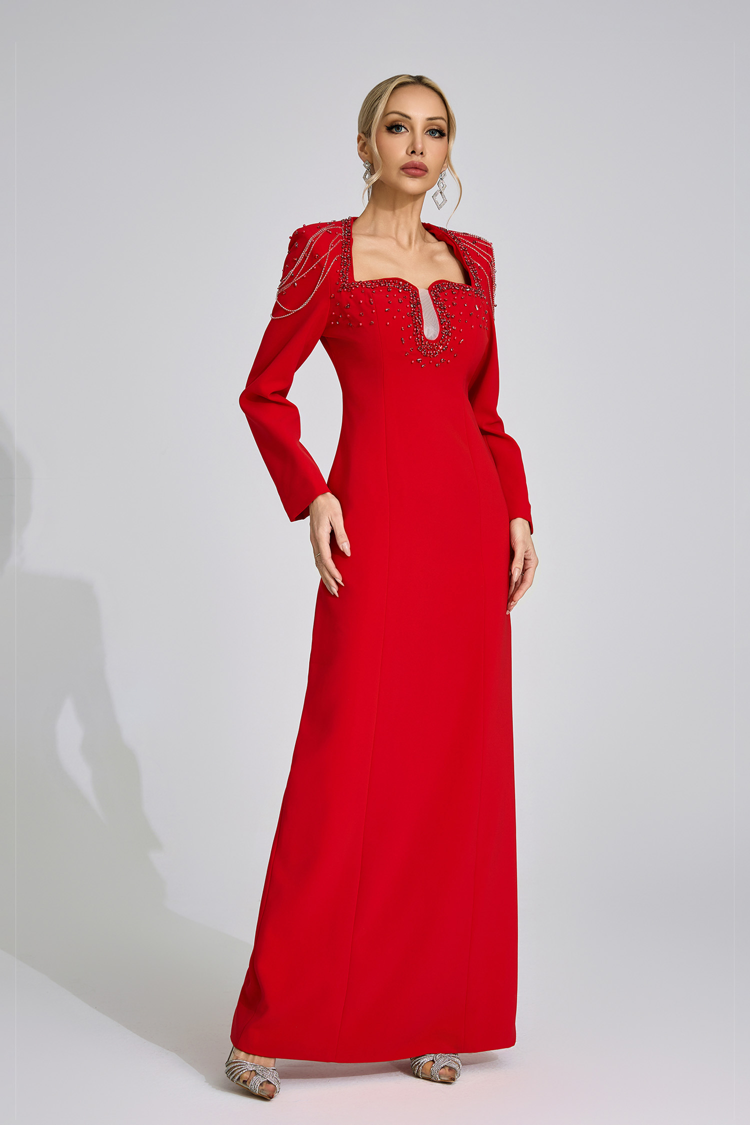 Glow Red Diamond Maxi Dress
