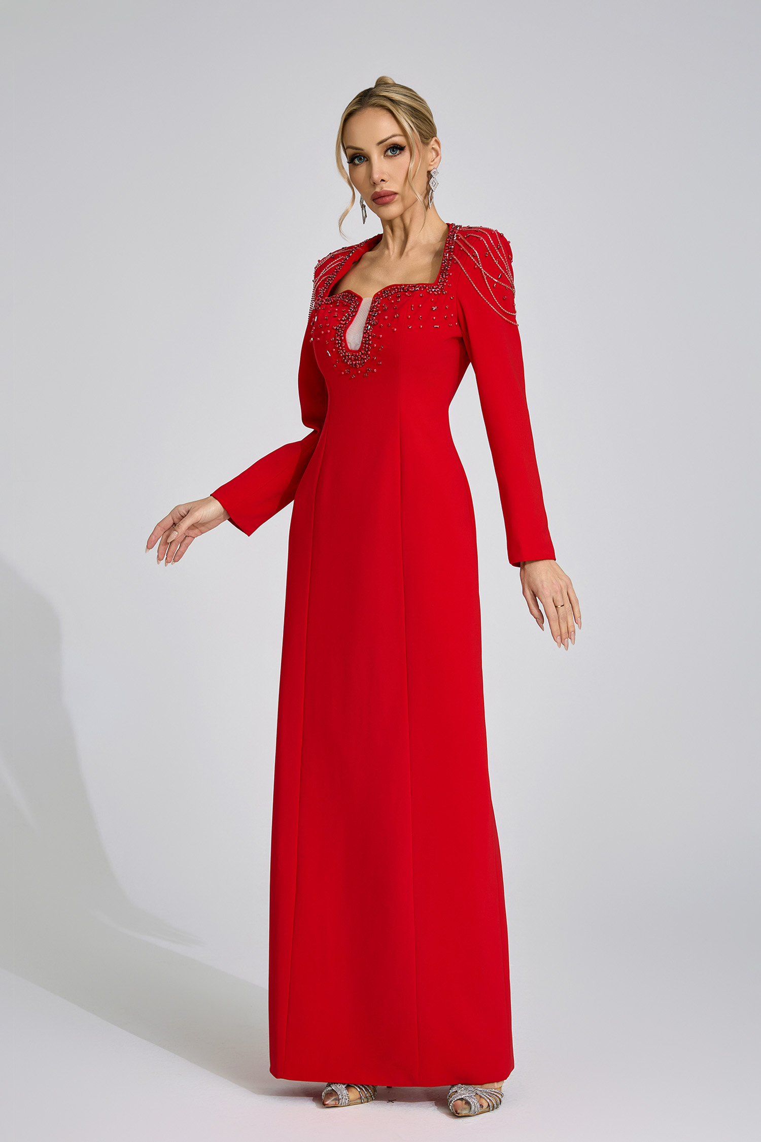 Glow Red Diamond Maxi Dress