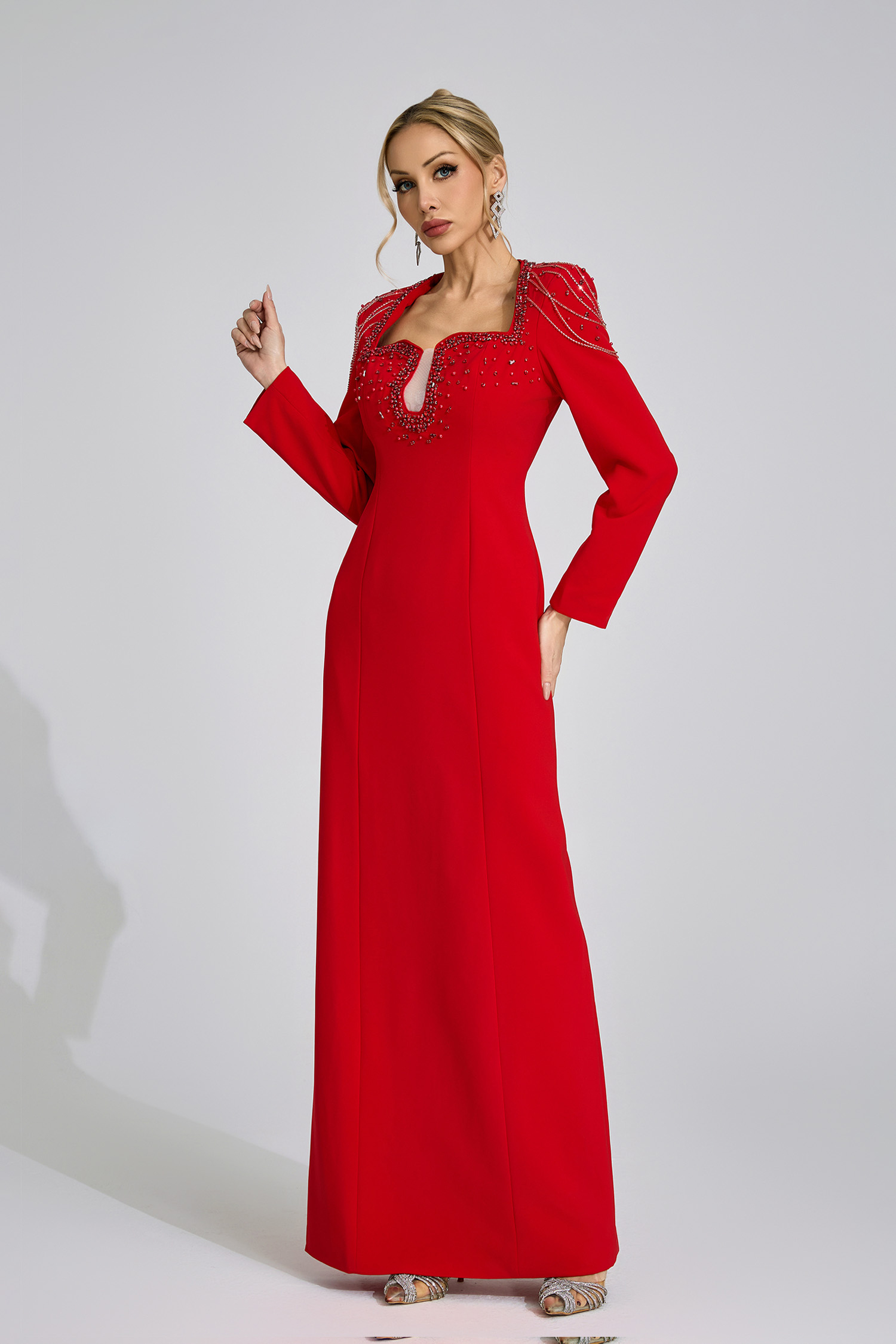 Glow Red Diamond Maxi Dress