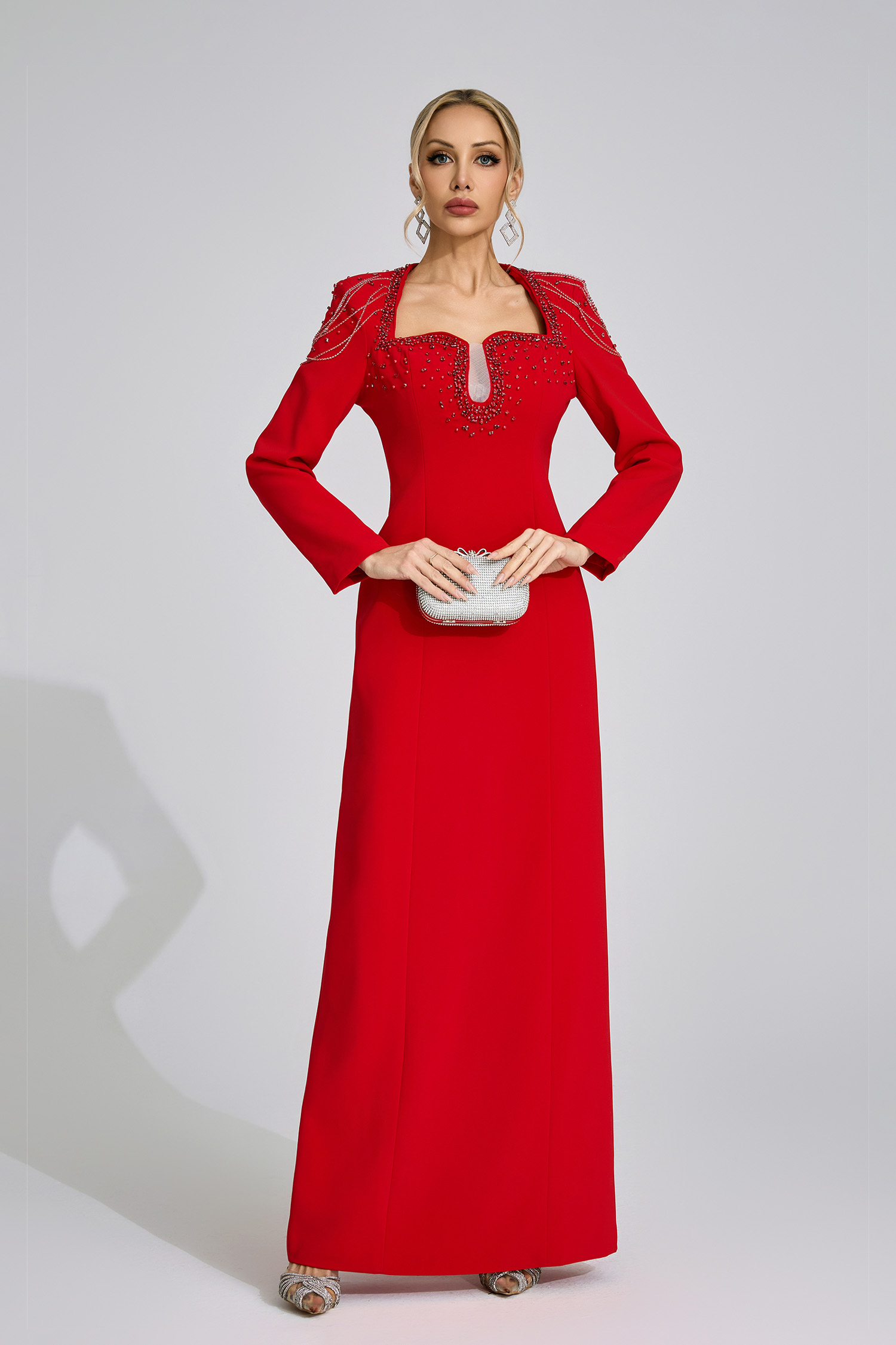 Glow Red Diamond Maxi Dress