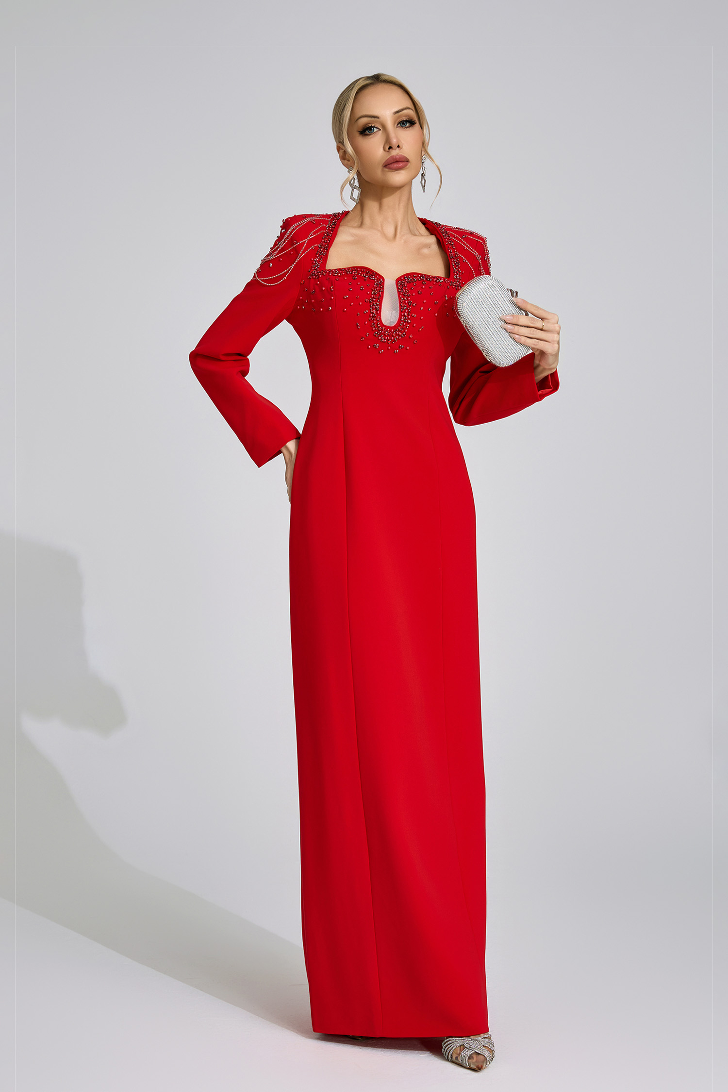 Glow Red Diamond Maxi Dress