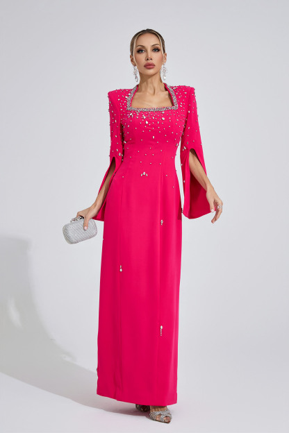 Lagoon Red Beaded Maxi Dress