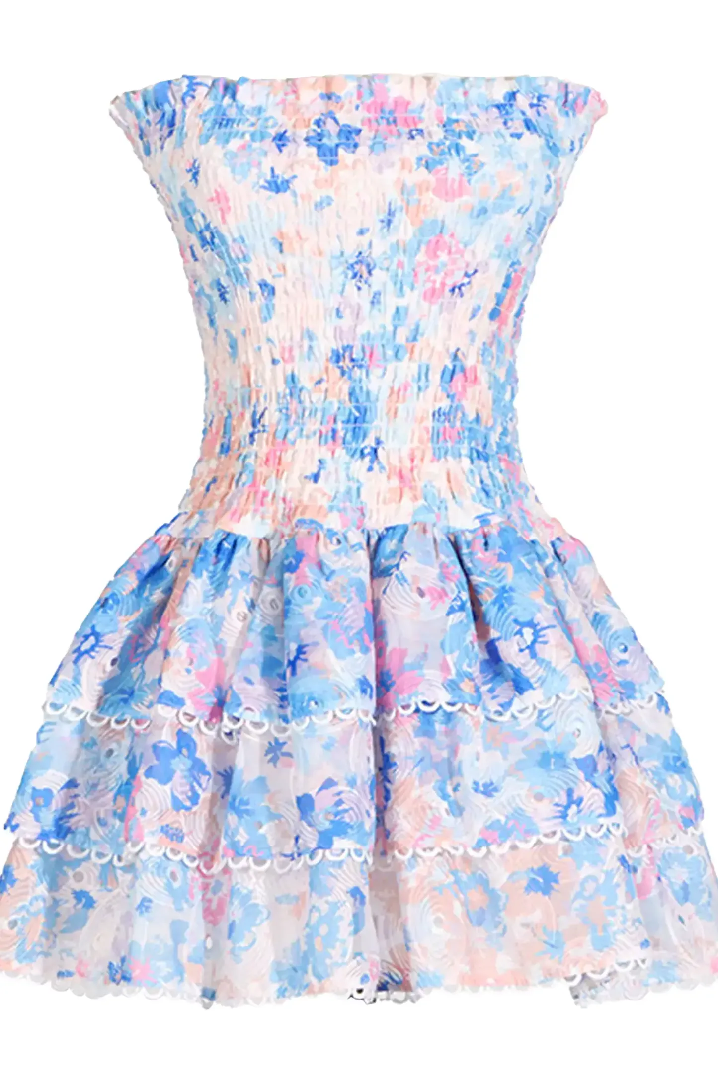 Locke Blue Floral Ruched Mini Dress