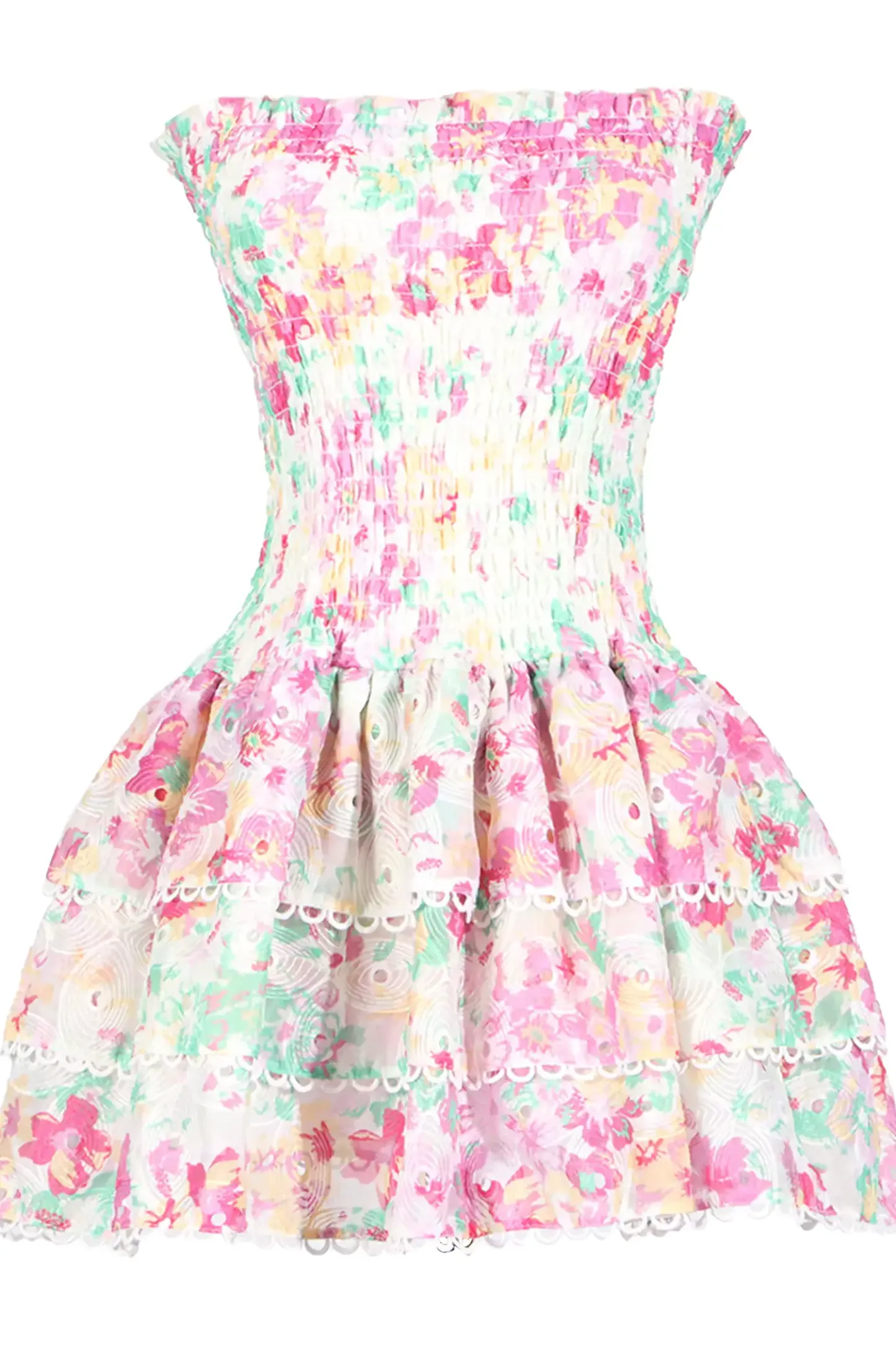 Locke White Floral Ruched Mini Dress