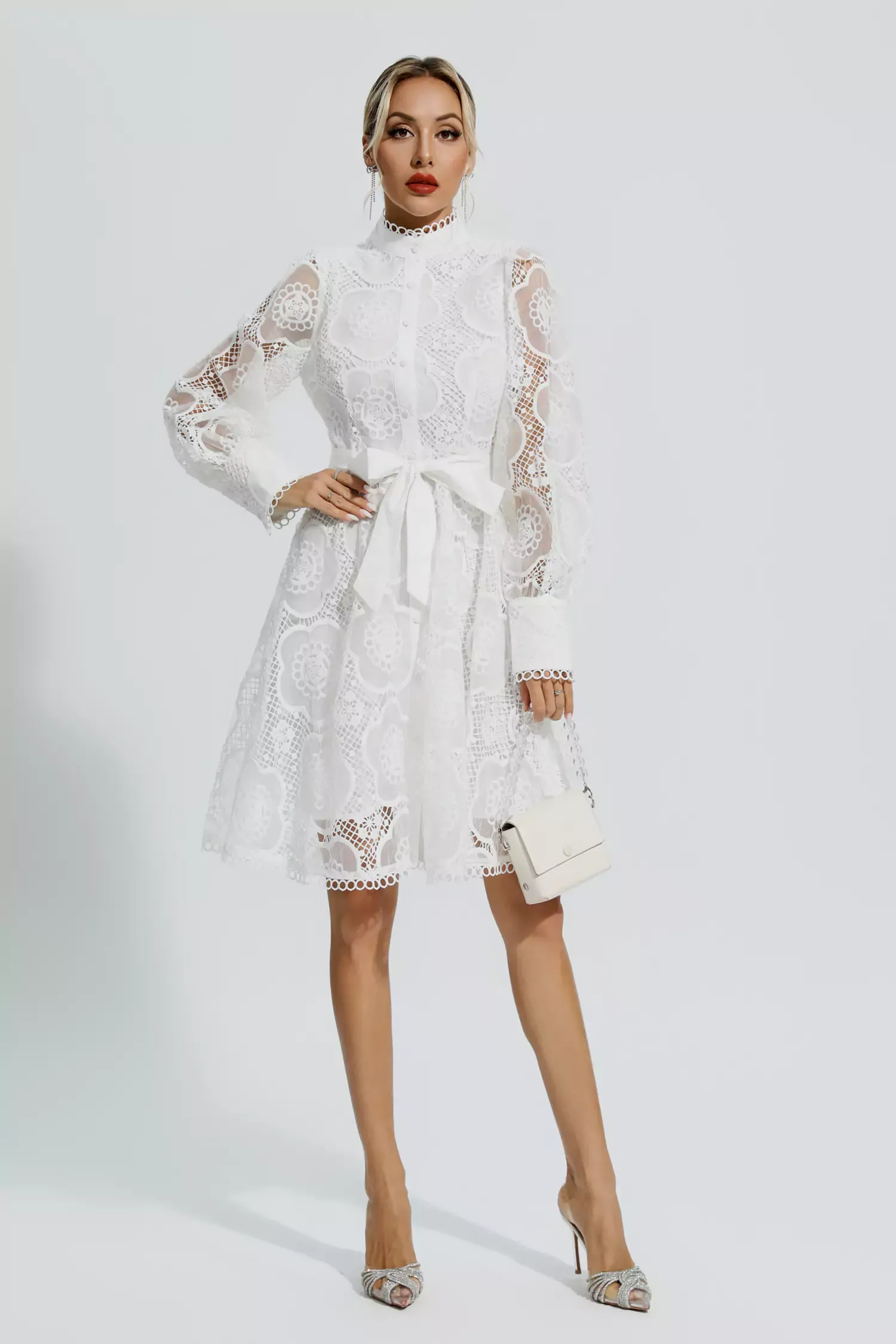 Thoreau White Lace Jacquard Mini Dress