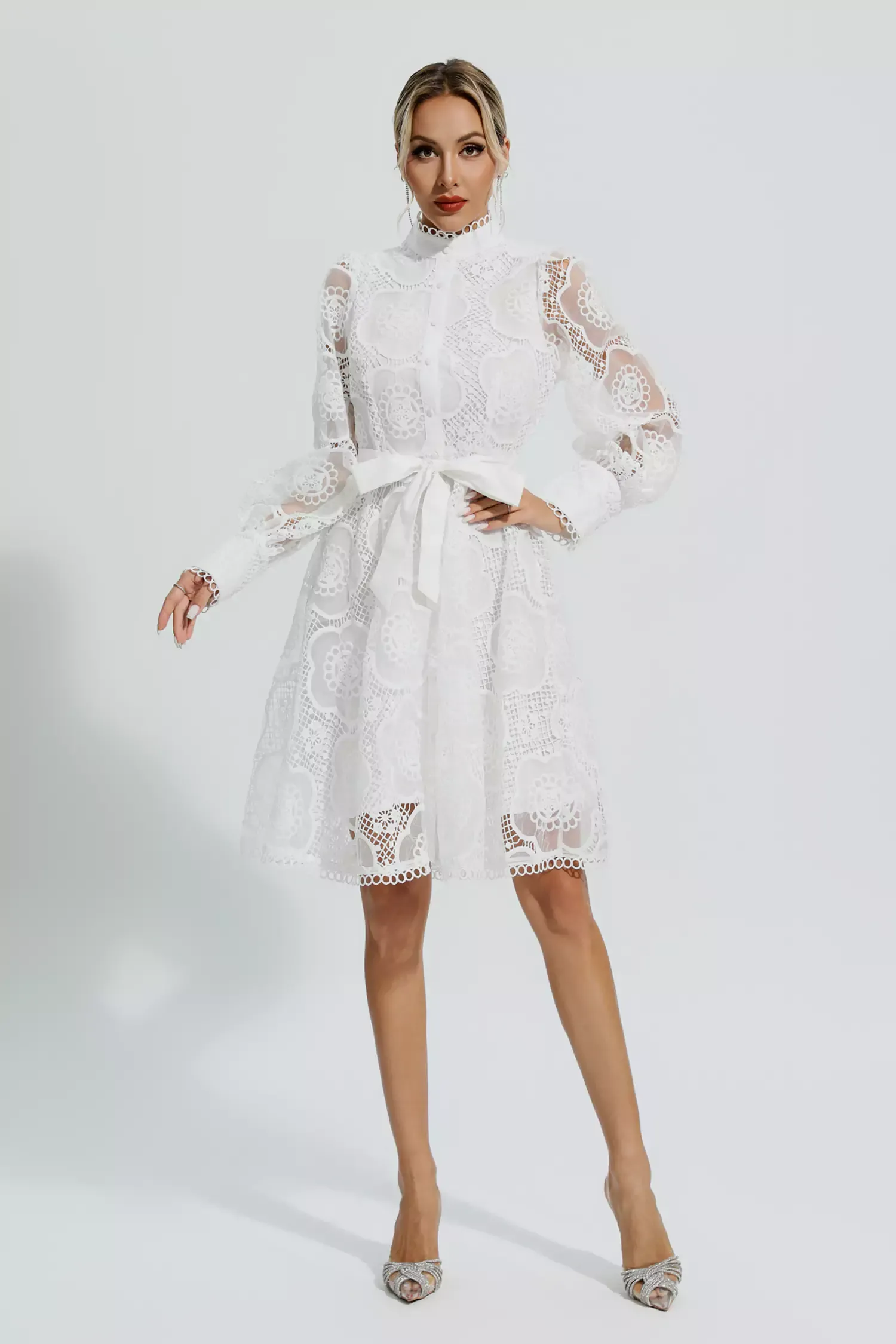 Thoreau White Lace Jacquard Mini Dress