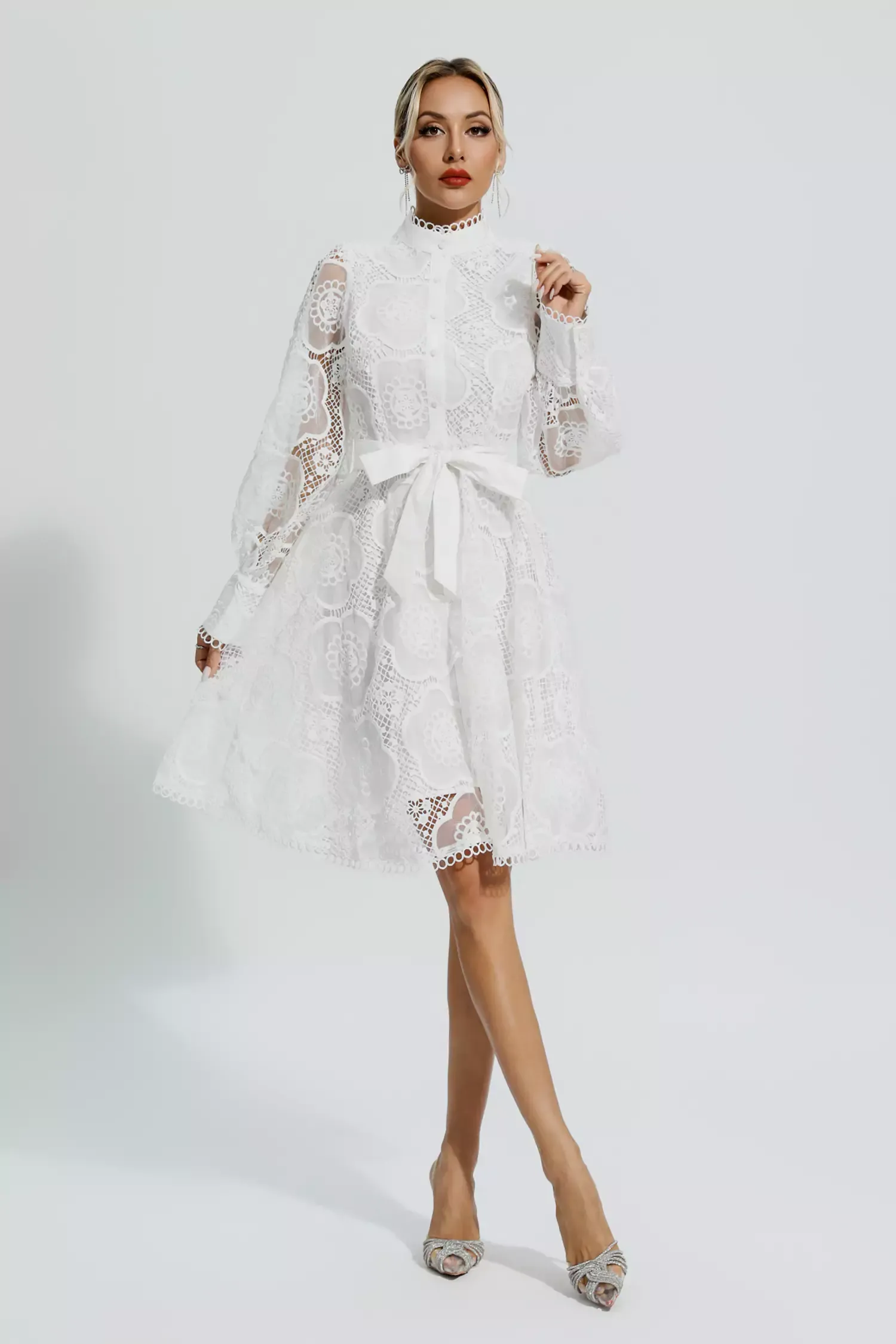 Thoreau White Lace Jacquard Mini Dress
