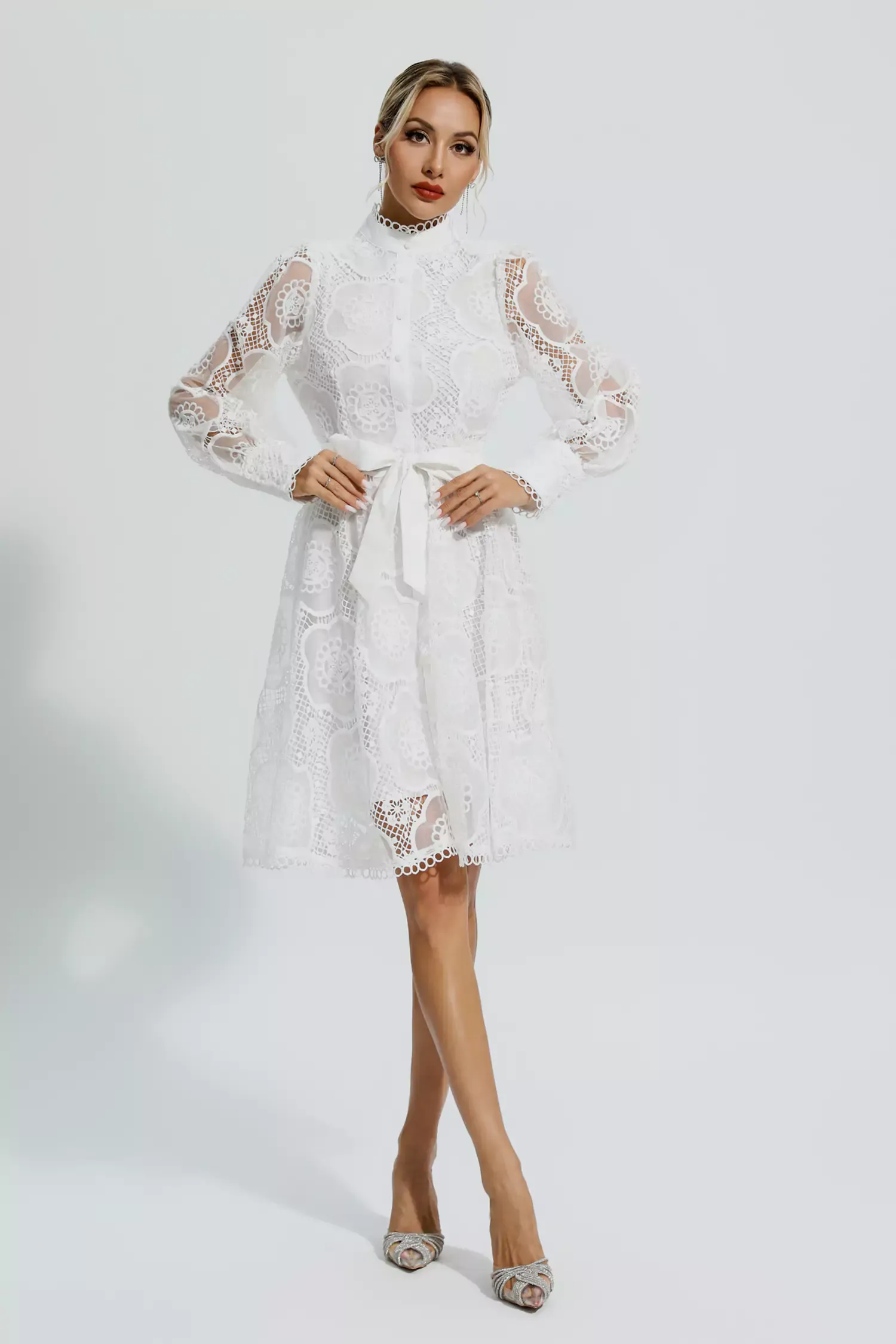 Thoreau White Lace Jacquard Mini Dress