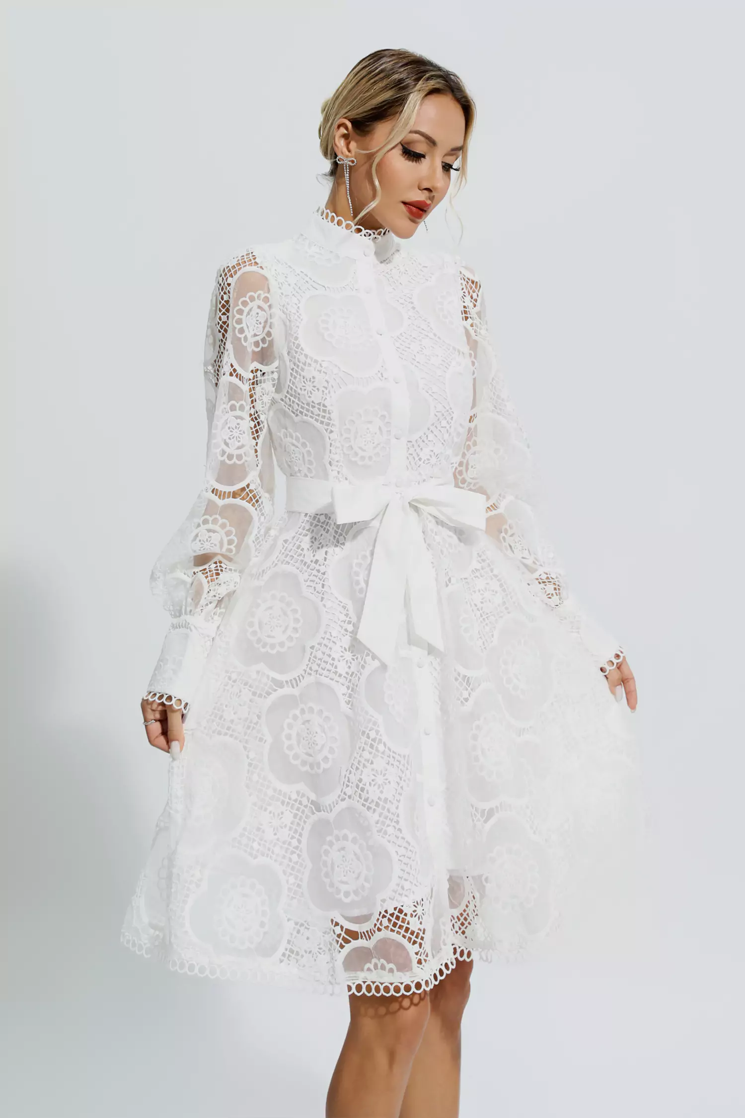 Thoreau White Lace Jacquard Mini Dress