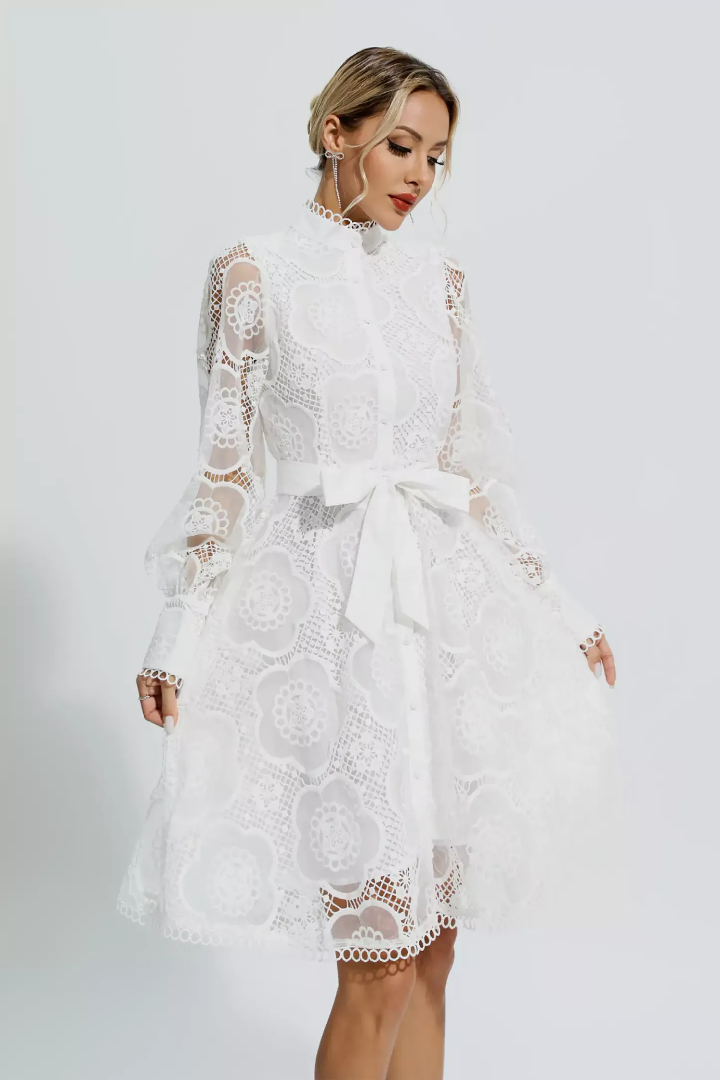 Thoreau White Lace Jacquard Mini Dress