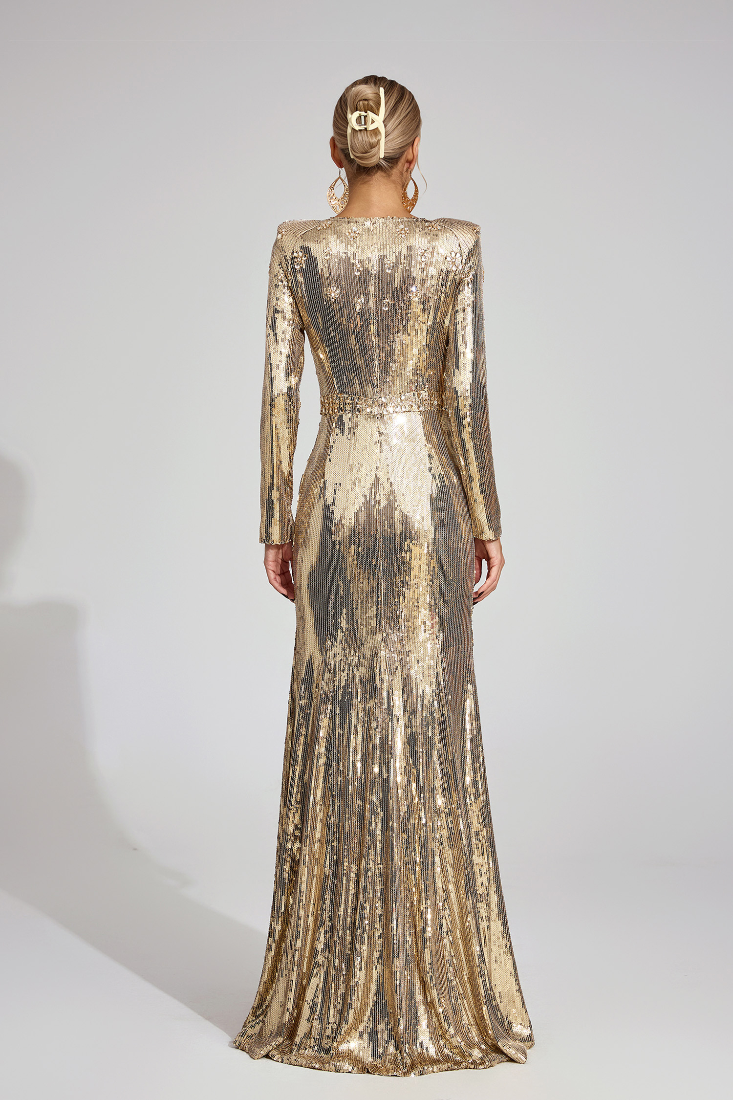 Fell Gold Sequined Maxi Dress