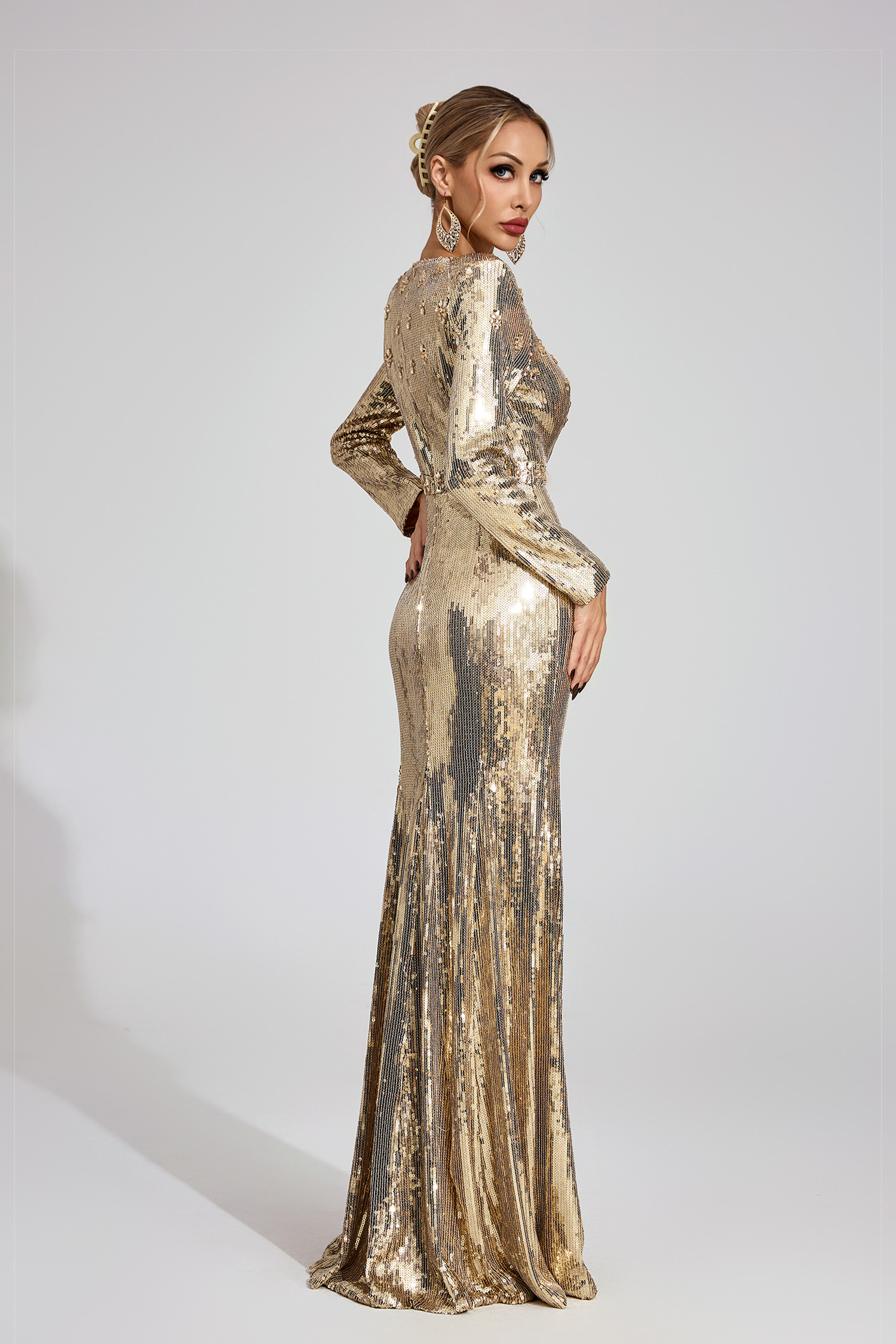 Fell Gold Sequined Maxi Dress