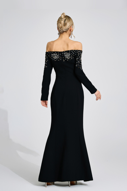 Avery Black Off-Shoulder Maxi Dress