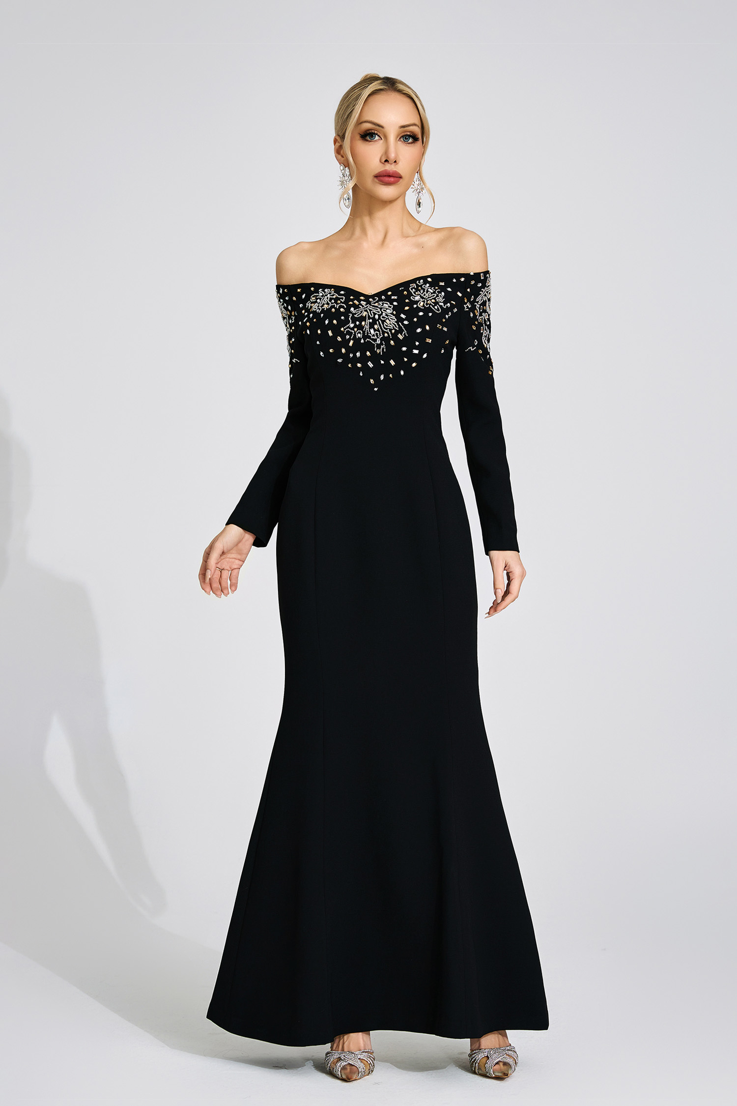 Avery Black Off-Shoulder Maxi Dress