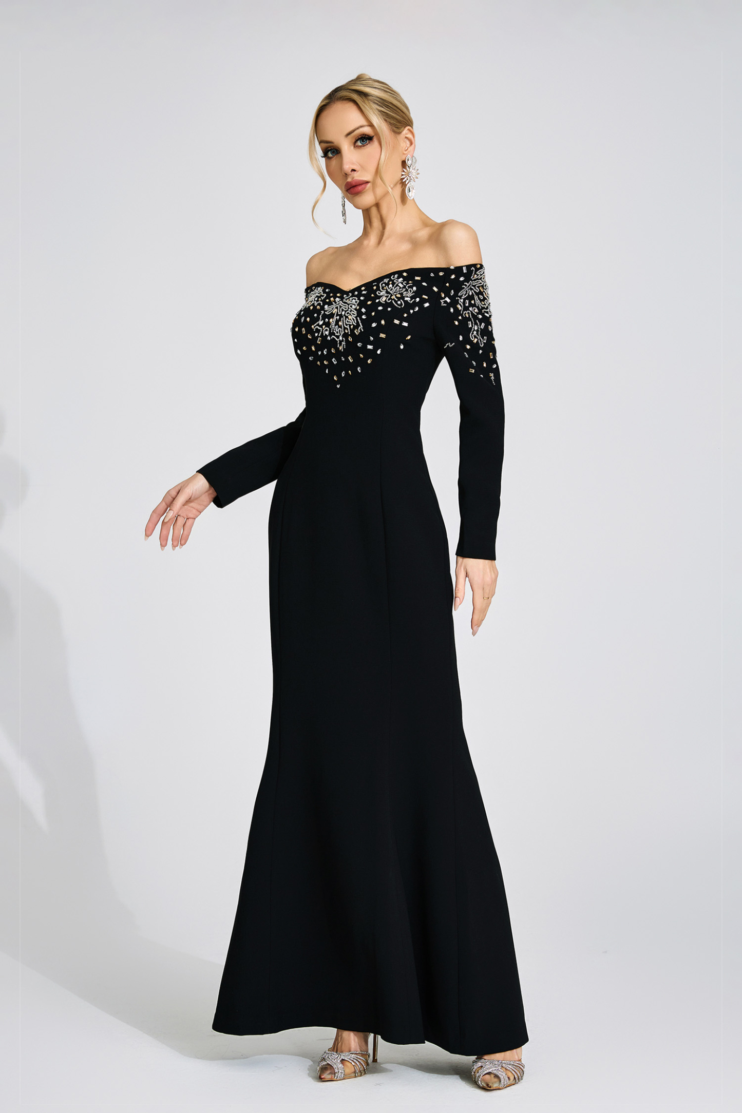 Avery Black Off-Shoulder Maxi Dress