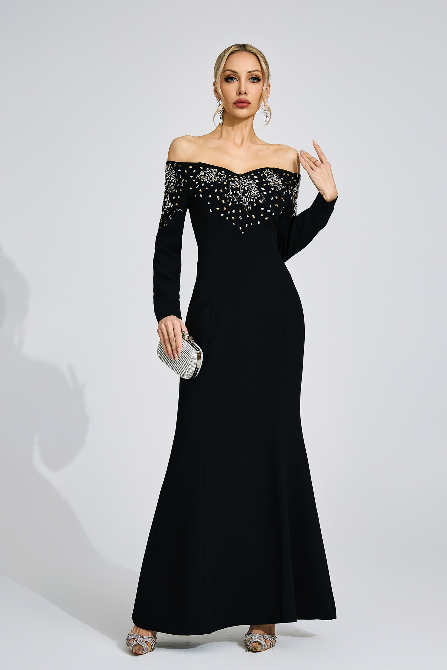 Avery Black Off-Shoulder Maxi Dress