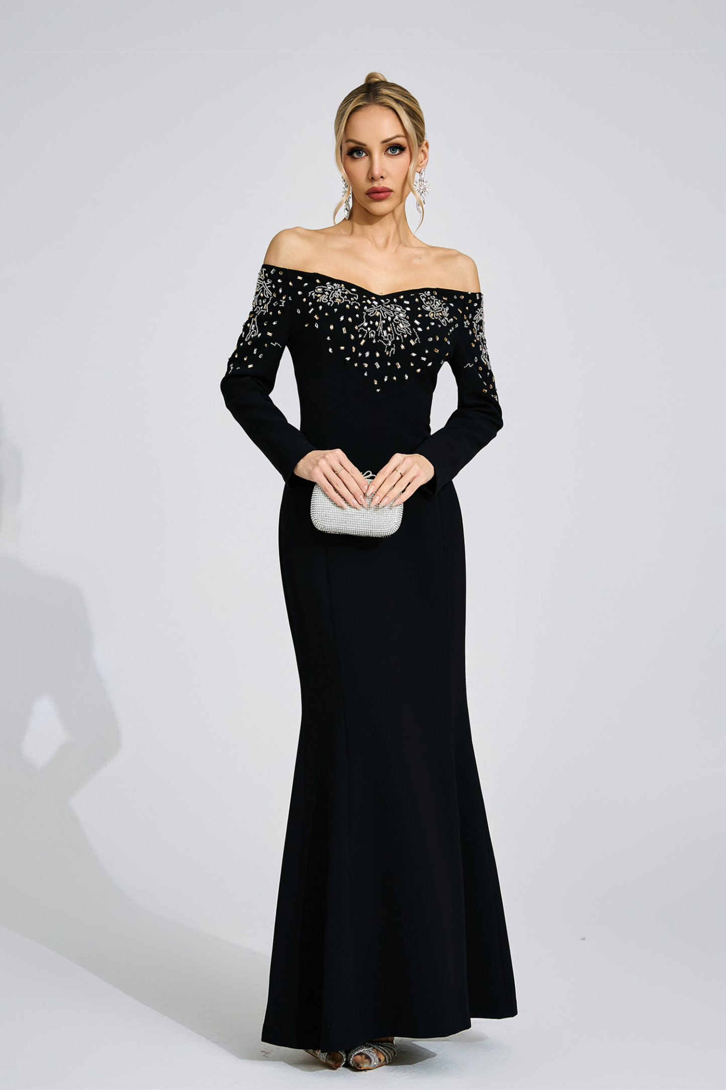 Avery Black Off-Shoulder Maxi Dress