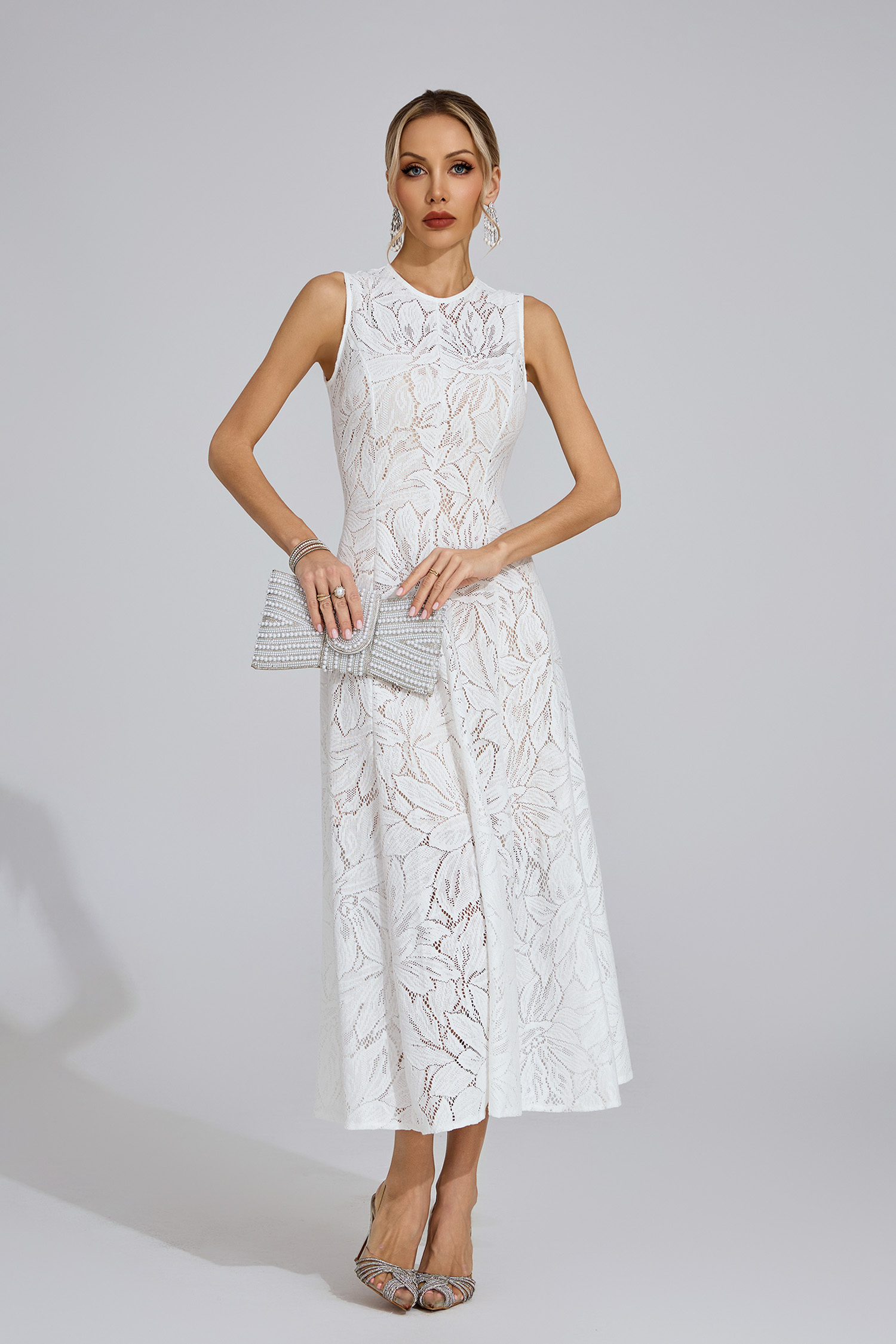 Borought White Lace Maxi Dress