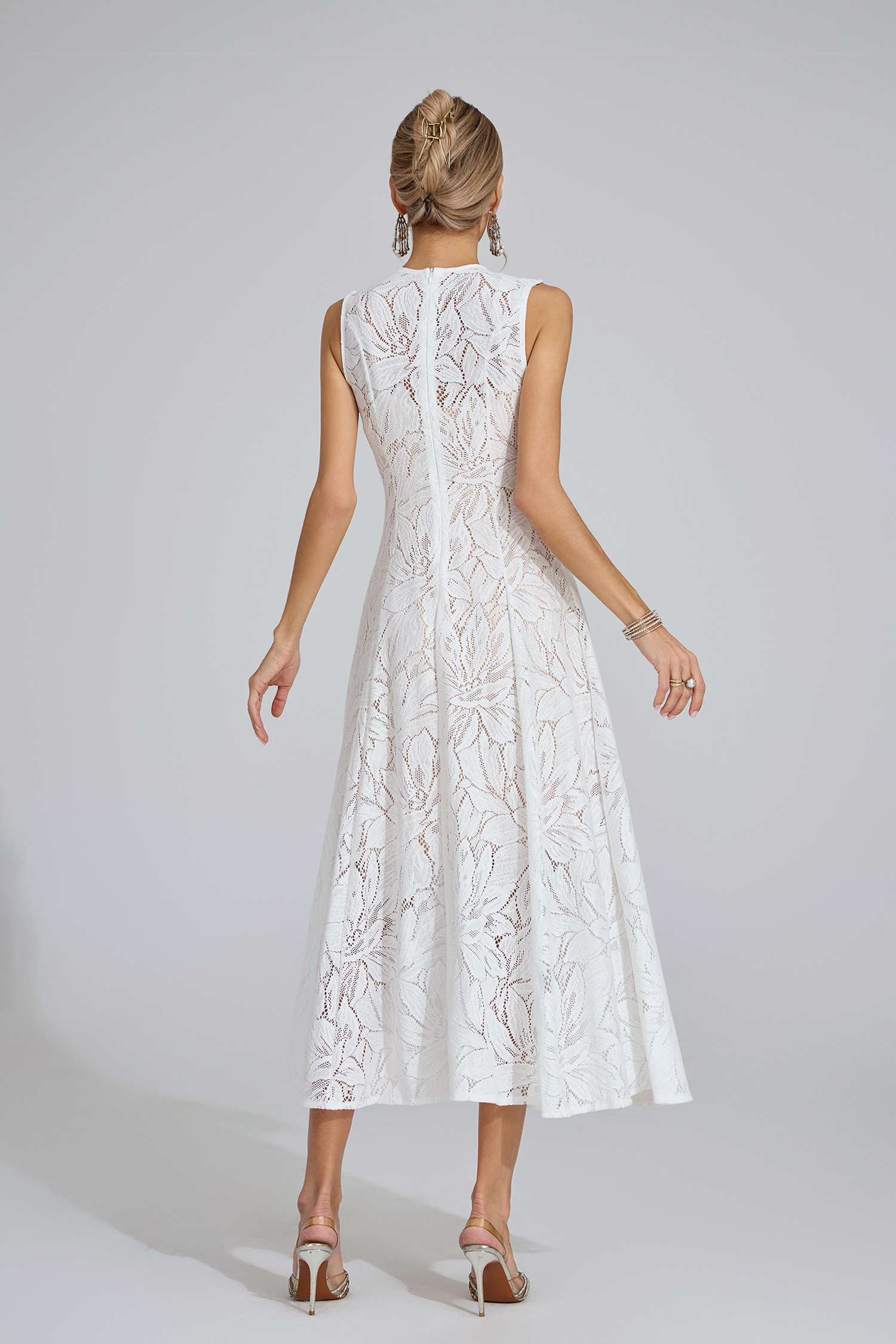 Borought White Lace Maxi Dress