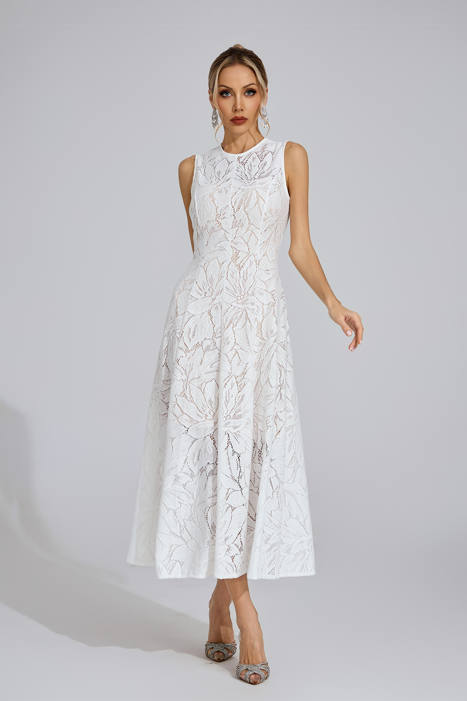 Borought White Lace Maxi Dress