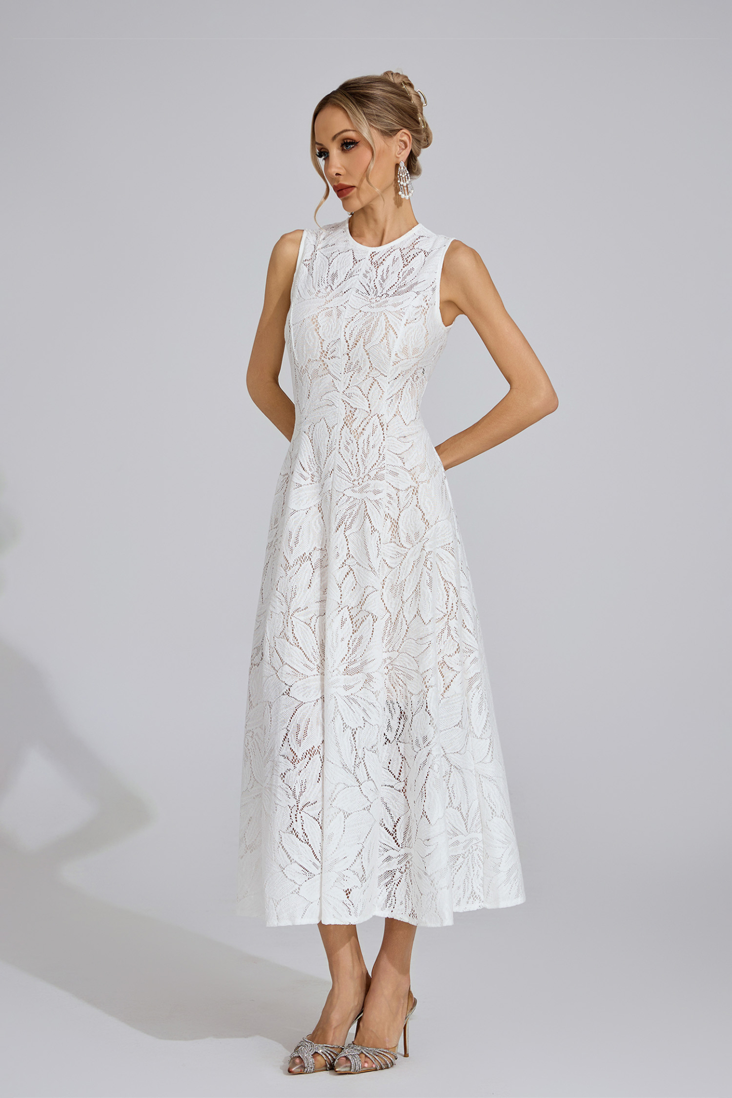 Borought White Lace Maxi Dress