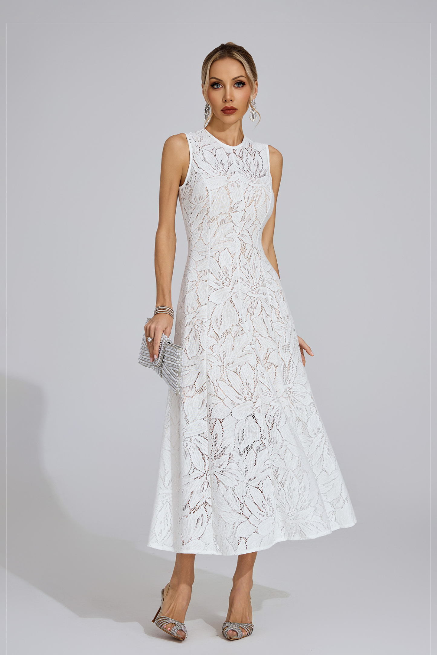 Borought White Lace Maxi Dress