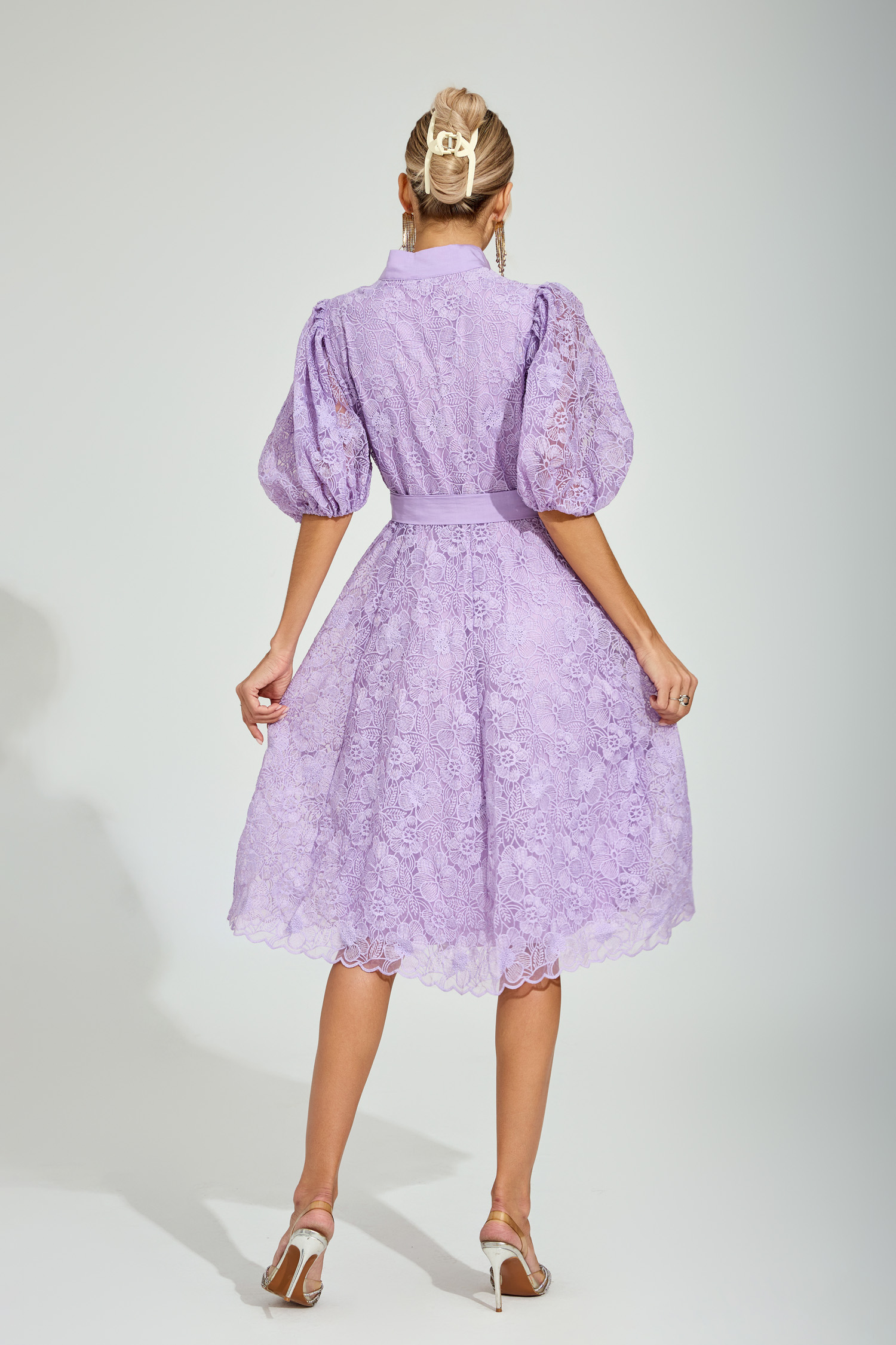 Dryden Purple Lace Midi Dress