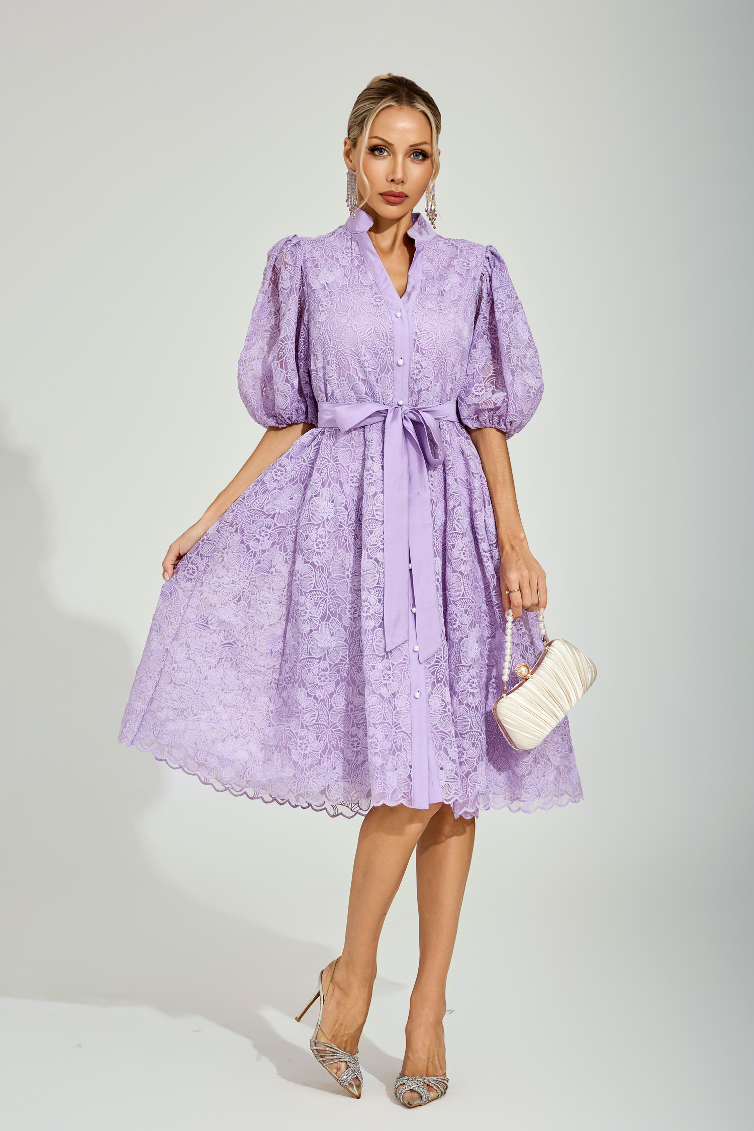 Dryden Purple Lace Midi Dress