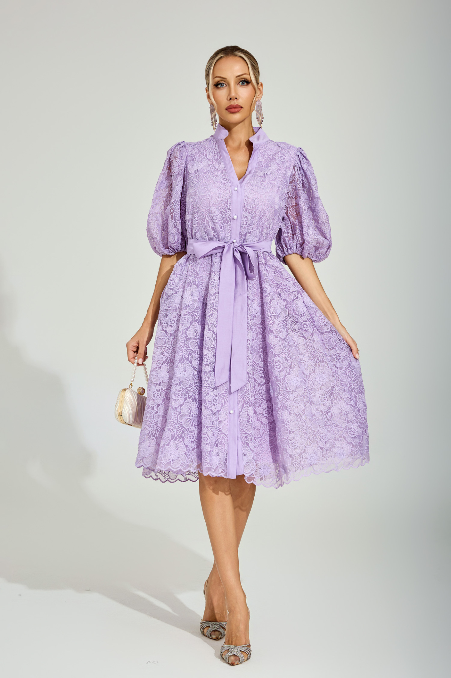 Dryden Purple Lace Midi Dress