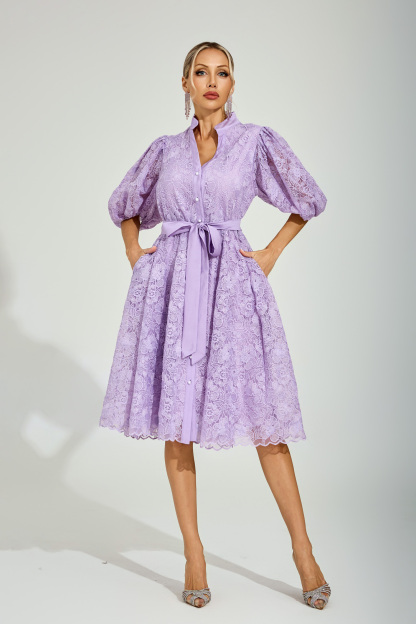 Dryden Purple Lace Midi Dress