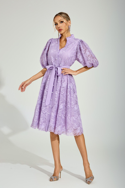 Dryden Purple Lace Midi Dress