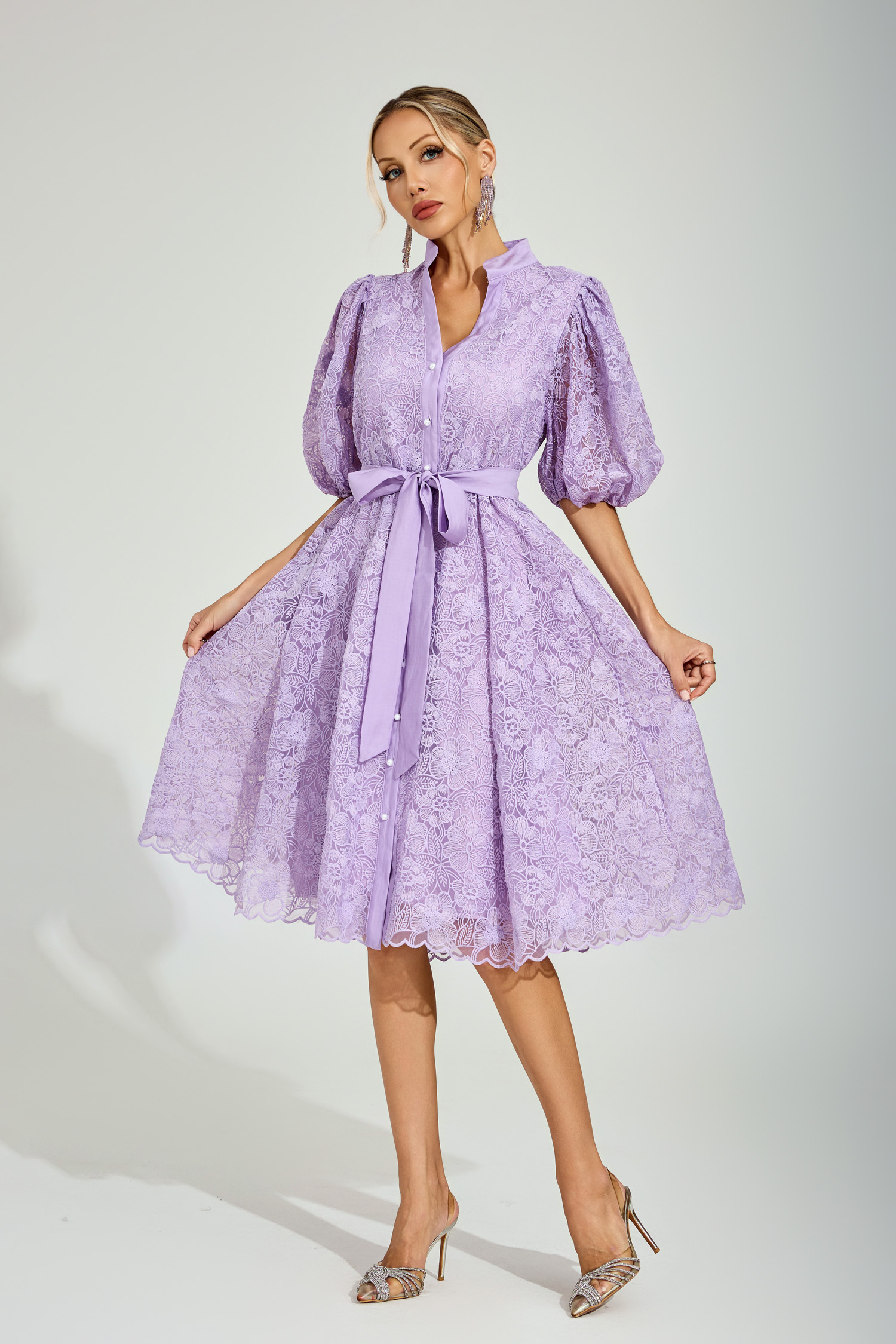 Dryden Purple Lace Midi Dress