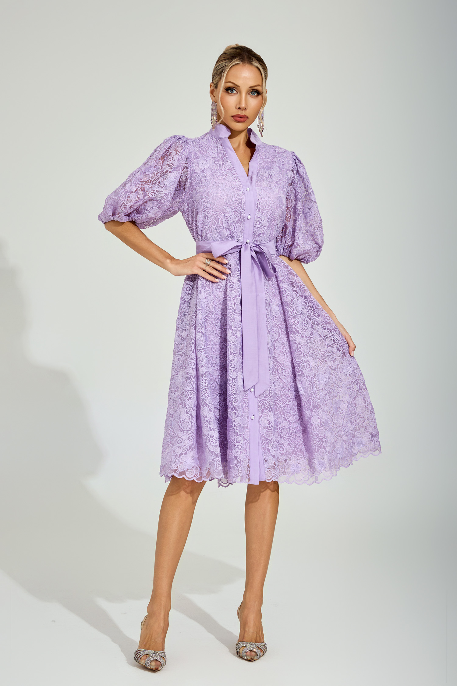 Dryden Purple Lace Midi Dress