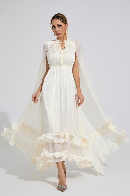 Atoll White Ruffle Maxi Dress
