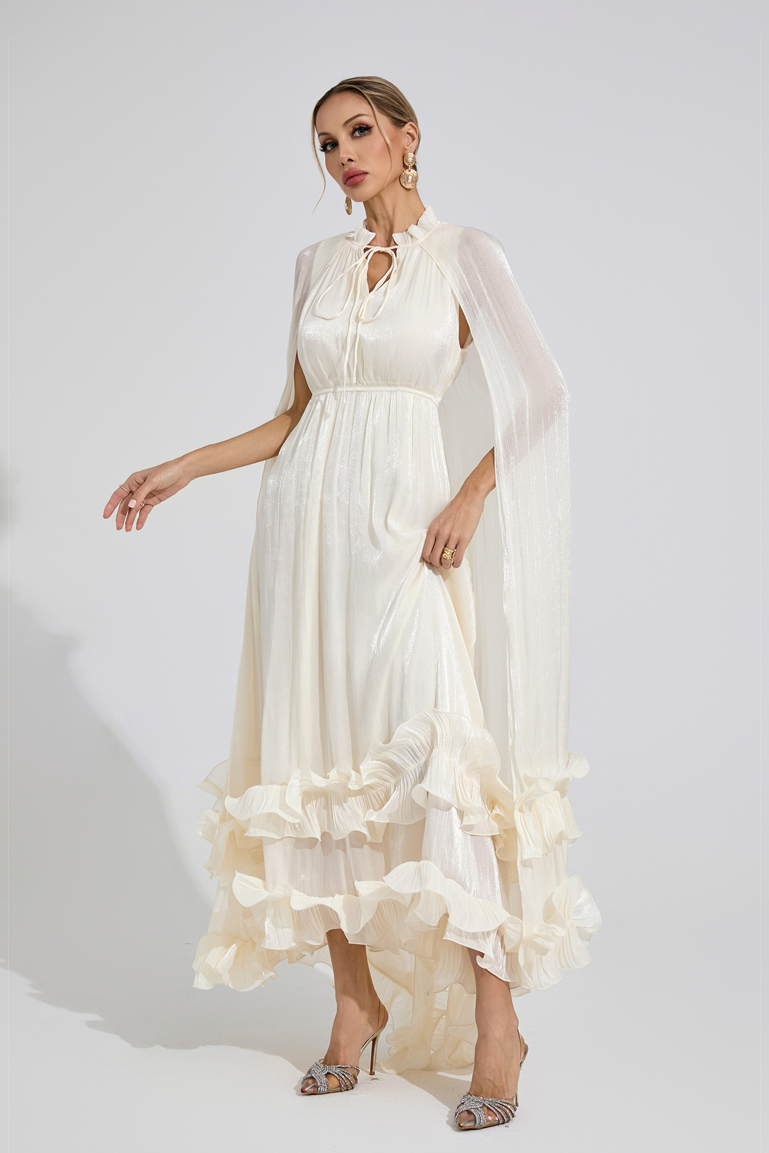 Atoll White Ruffle Maxi Dress