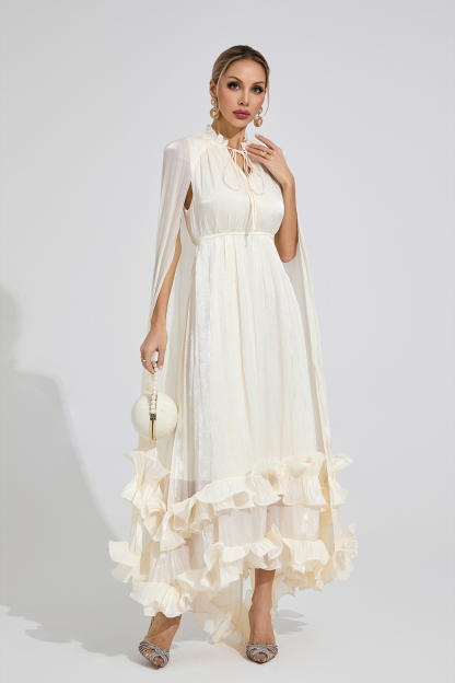 Atoll White Ruffle Maxi Dress