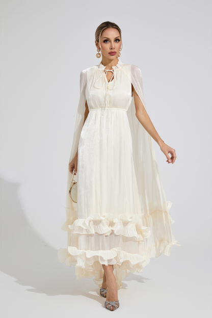 Atoll White Ruffle Maxi Dress