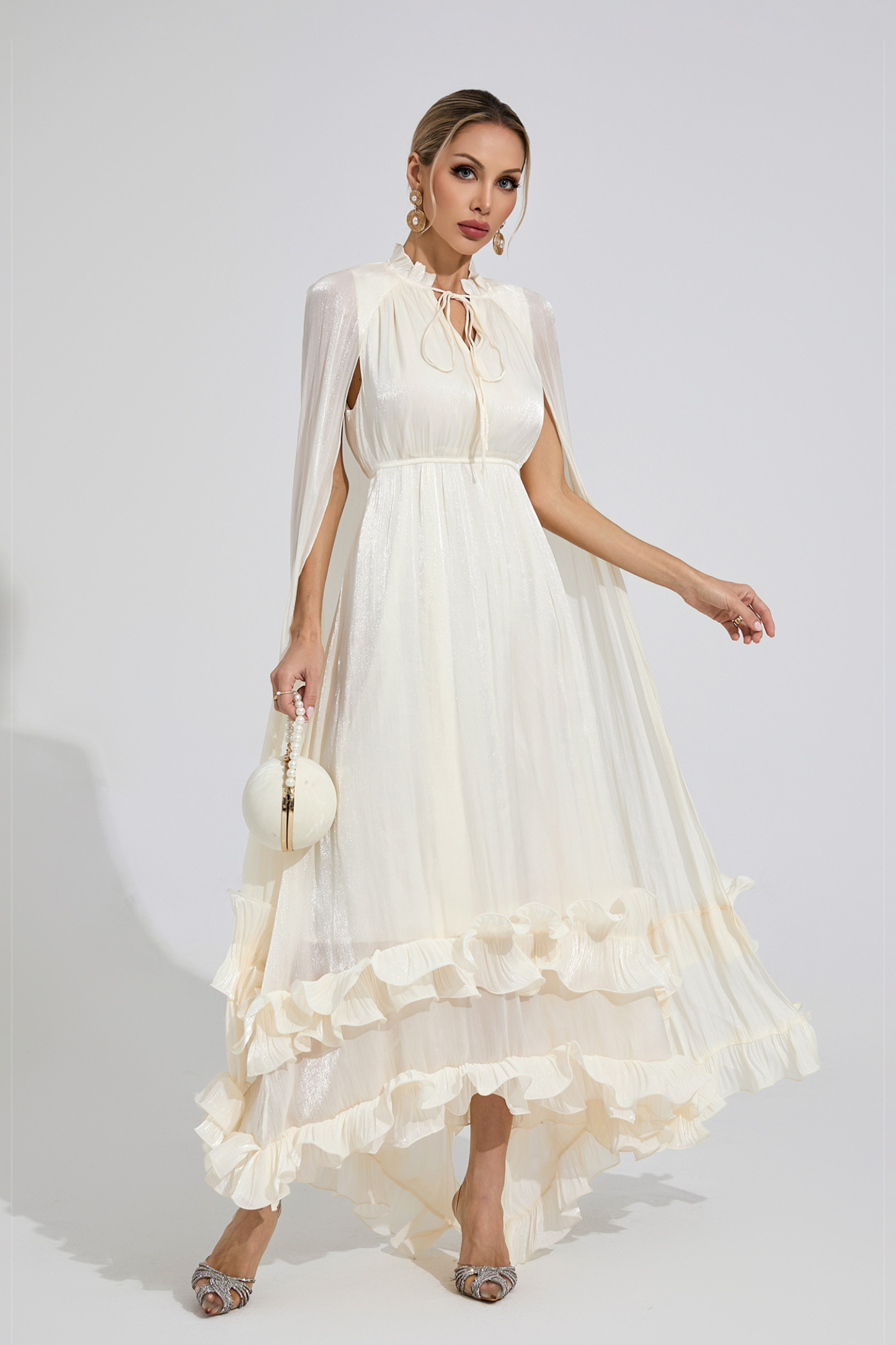 Atoll White Ruffle Maxi Dress