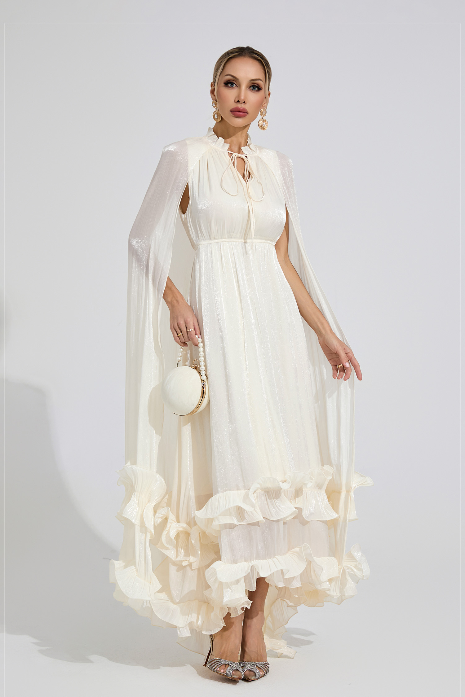 Atoll White Ruffle Maxi Dress