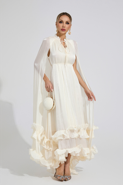 Atoll White Ruffle Maxi Dress