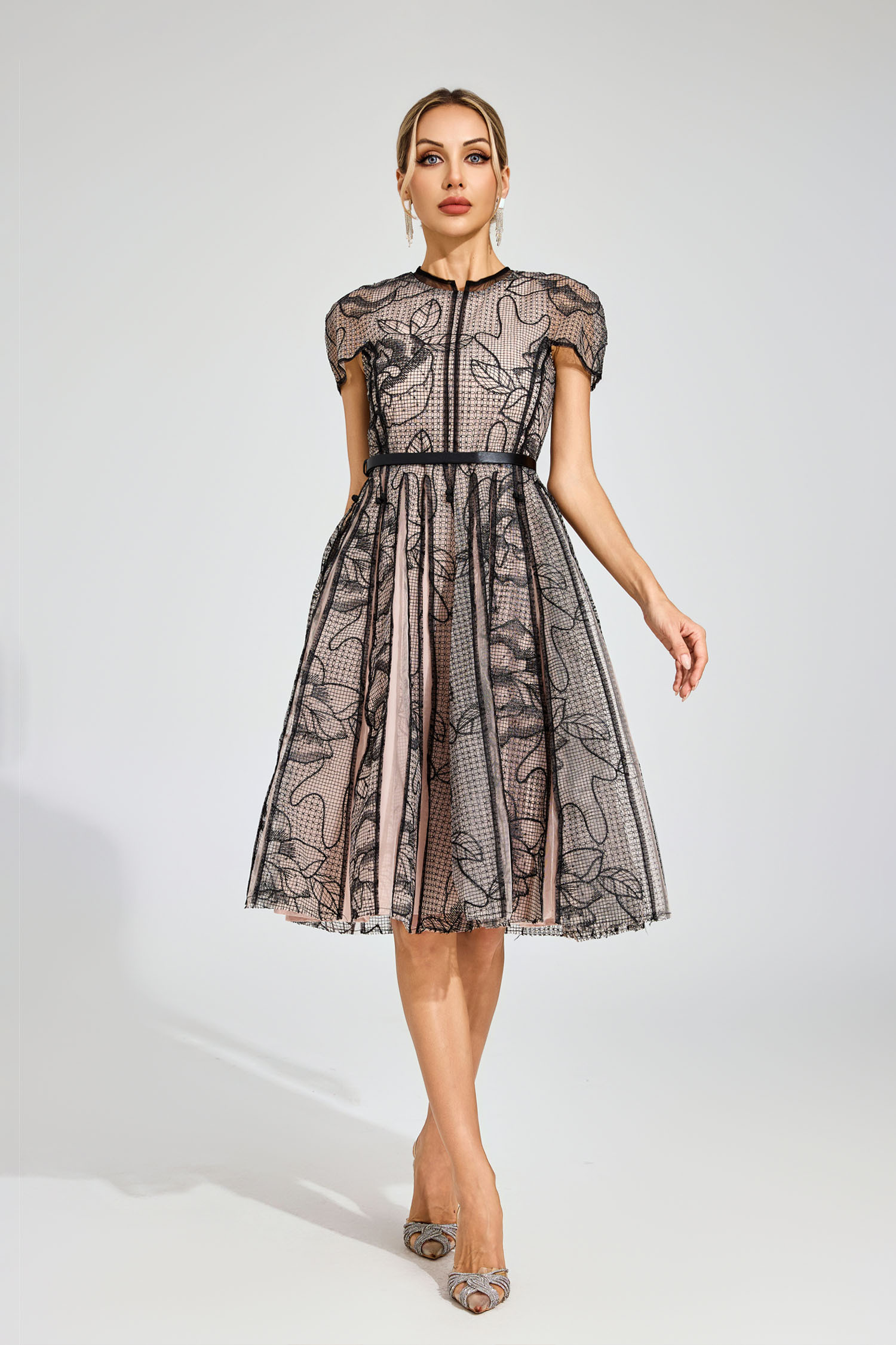 Butler Black Mesh Midi Dress