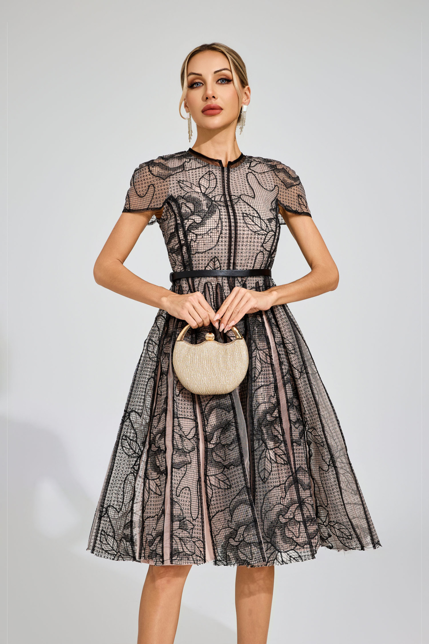 Butler Black Mesh Midi Dress