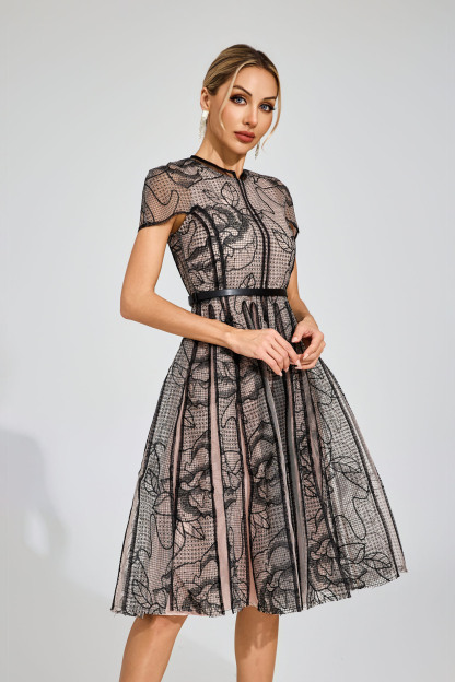 Butler Black Mesh Midi Dress