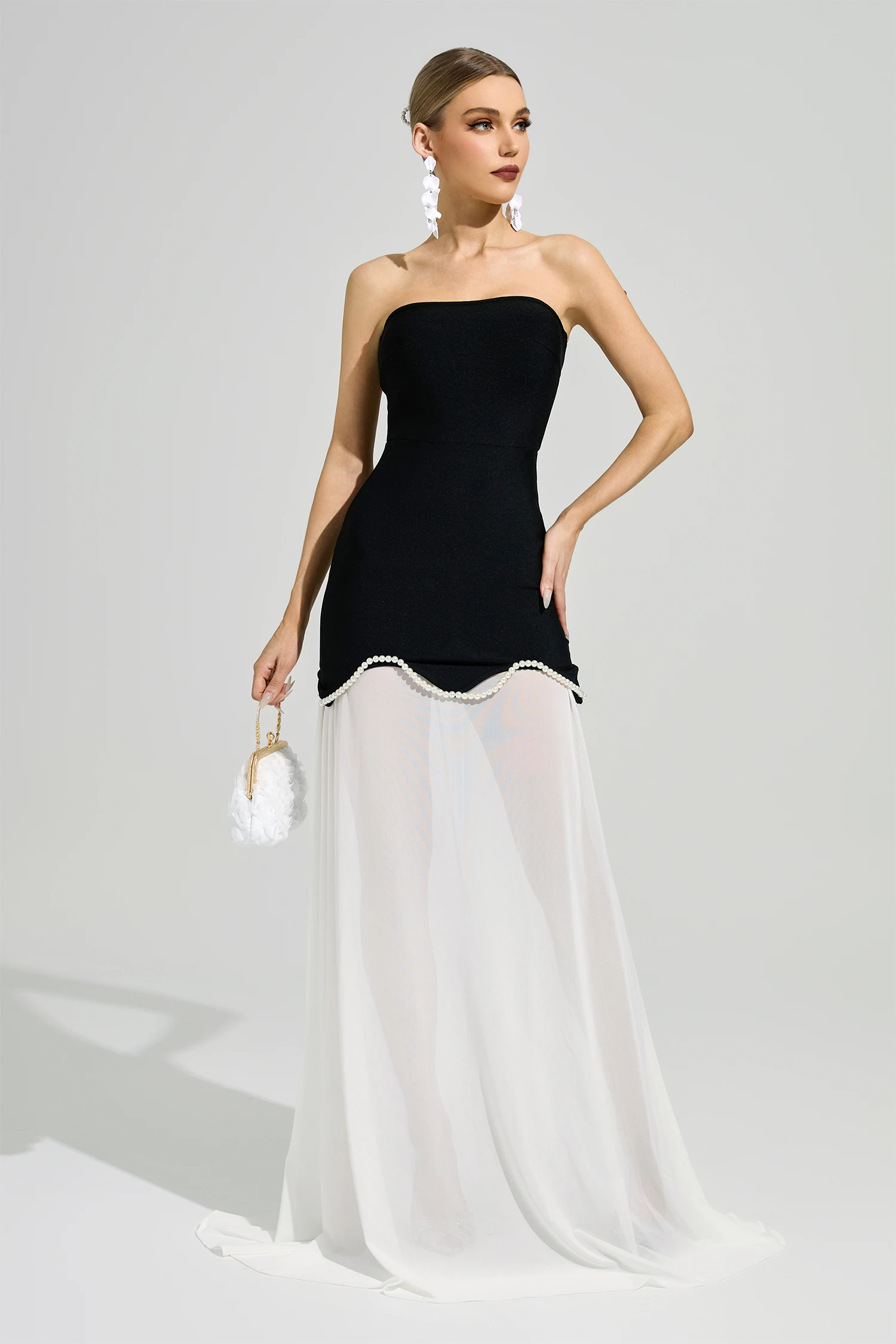 Woolf Black Strapless Bandage Dress