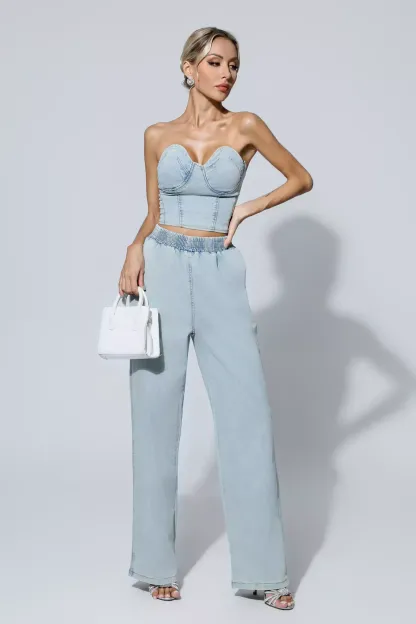 Novia Blue Denim Tube Top Set